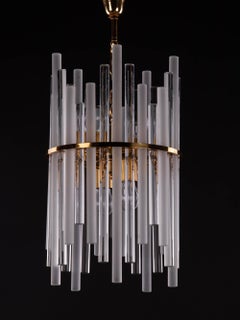 1 'von 2' Deutsche Palwa Geeiste Sticks & Messing Kronleuchter von Christoph Palme 1960