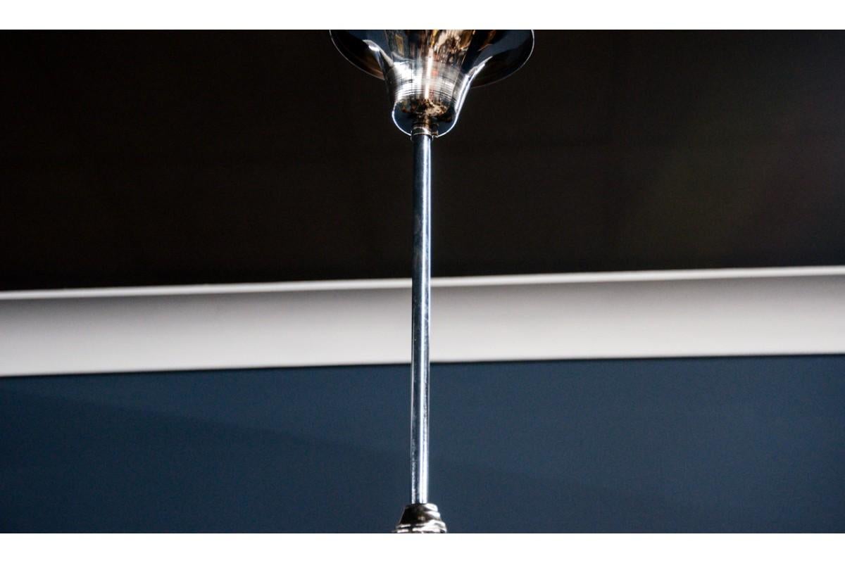 Mid-Century Modern Lustre avec abat-jours en cristal, Pologne, milieu du 20e siècle en vente