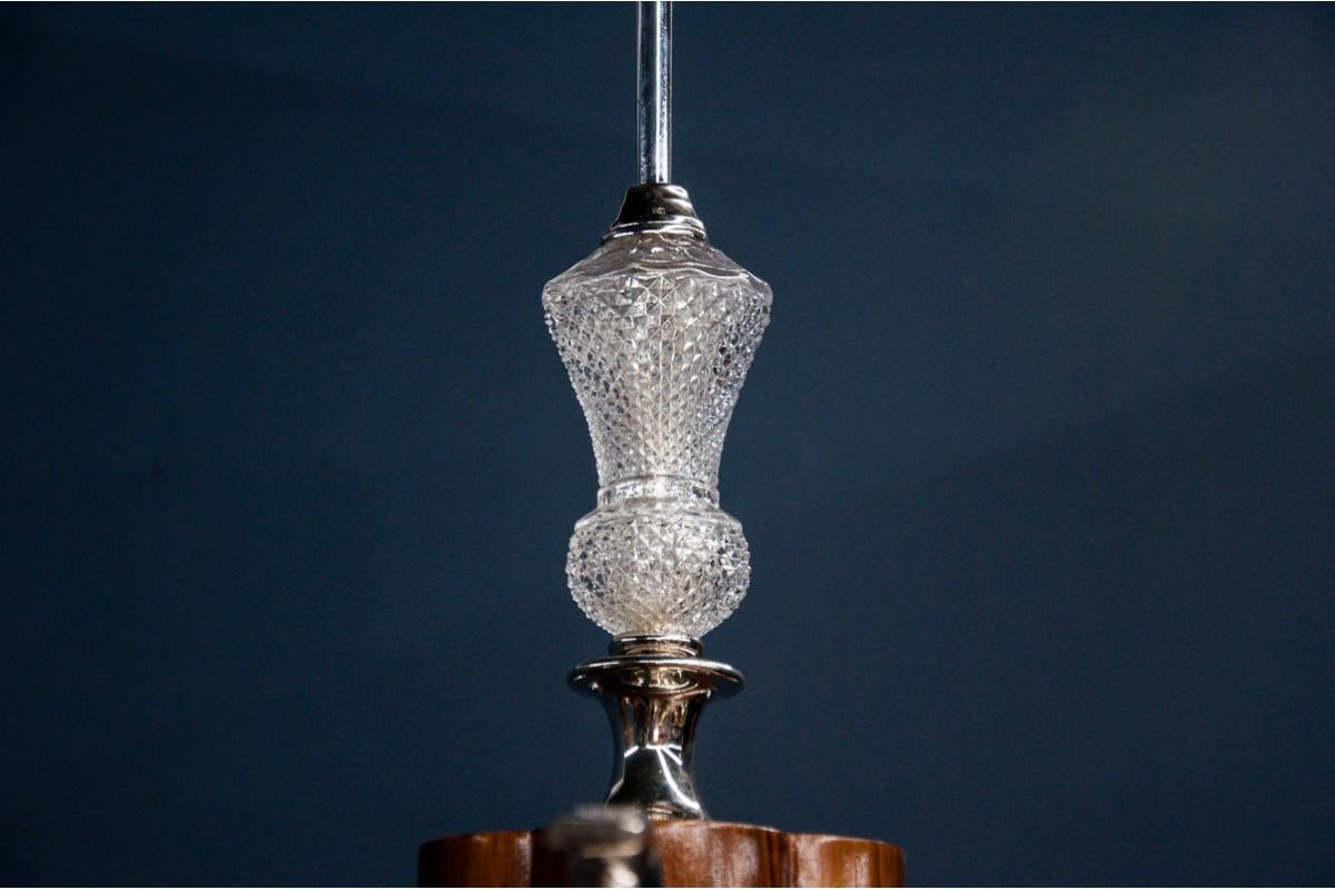 Polonais Lustre avec abat-jours en cristal, Pologne, milieu du 20e siècle en vente