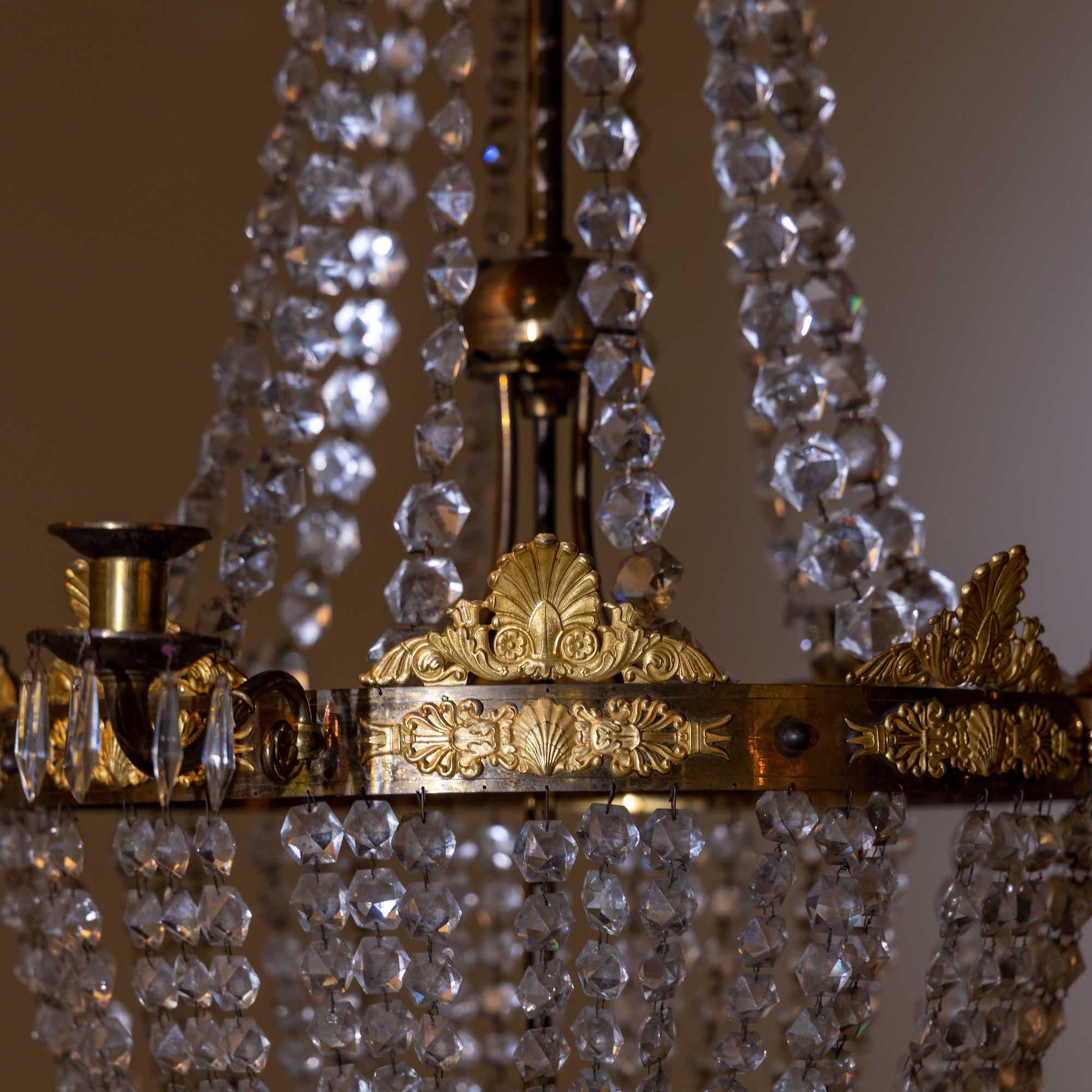 Chandelier with Crystals, France circa 1830 For Sale 2