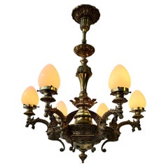 Chandelier with Dragons and Opaline Glass