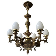 Lustre avec dragons et verre opalin