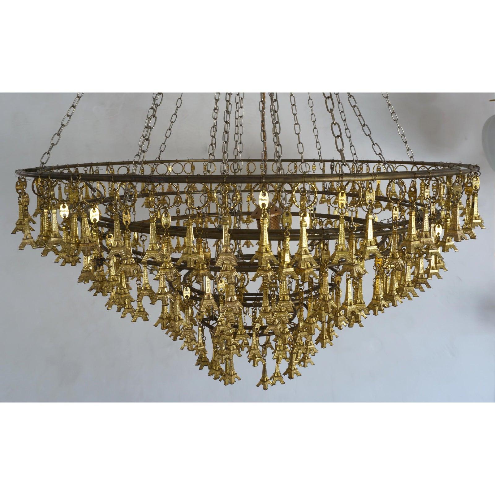 Modern Chandelier with Eiffel Tower Key Chain Fobs For Sale