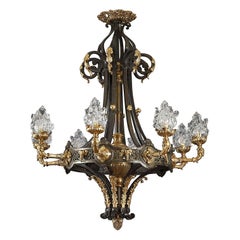 Patinated Bronze Chandelier with Elephants, France, Circa 1880