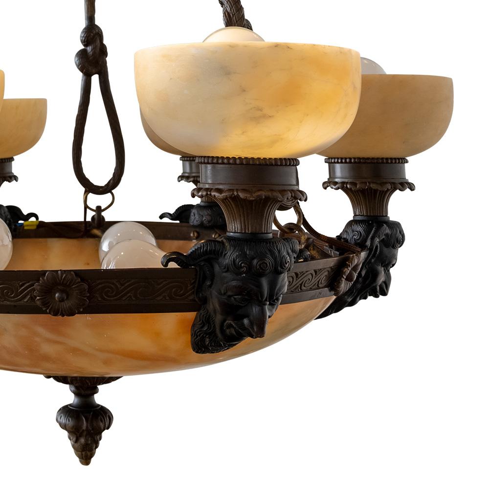 Tedesco Lampadario con teste di fauni Ludwig Vierthaler attr. 1905 ca. in vendita