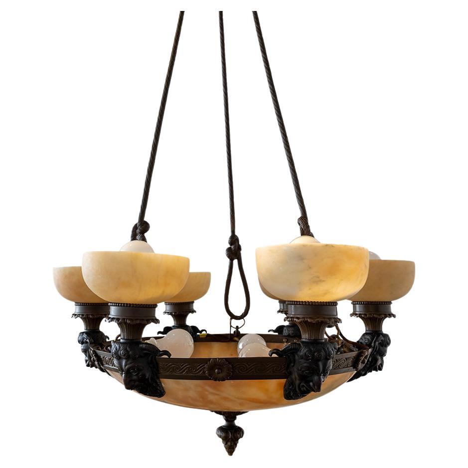 Lampadario con teste di fauni Ludwig Vierthaler attr. 1905 ca. in vendita
