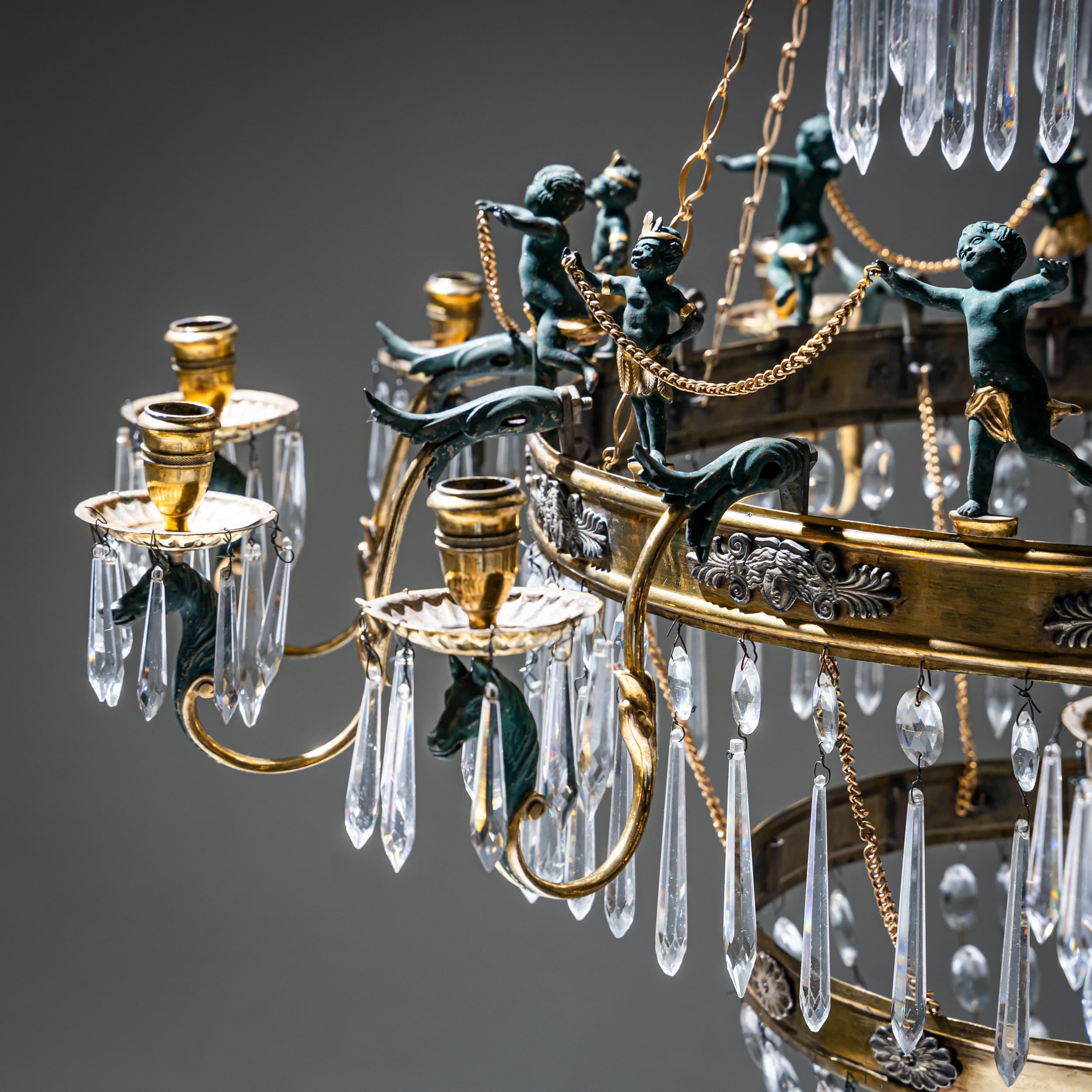 Lampadario con decorazioni figurative, 1830 circa in vendita 4