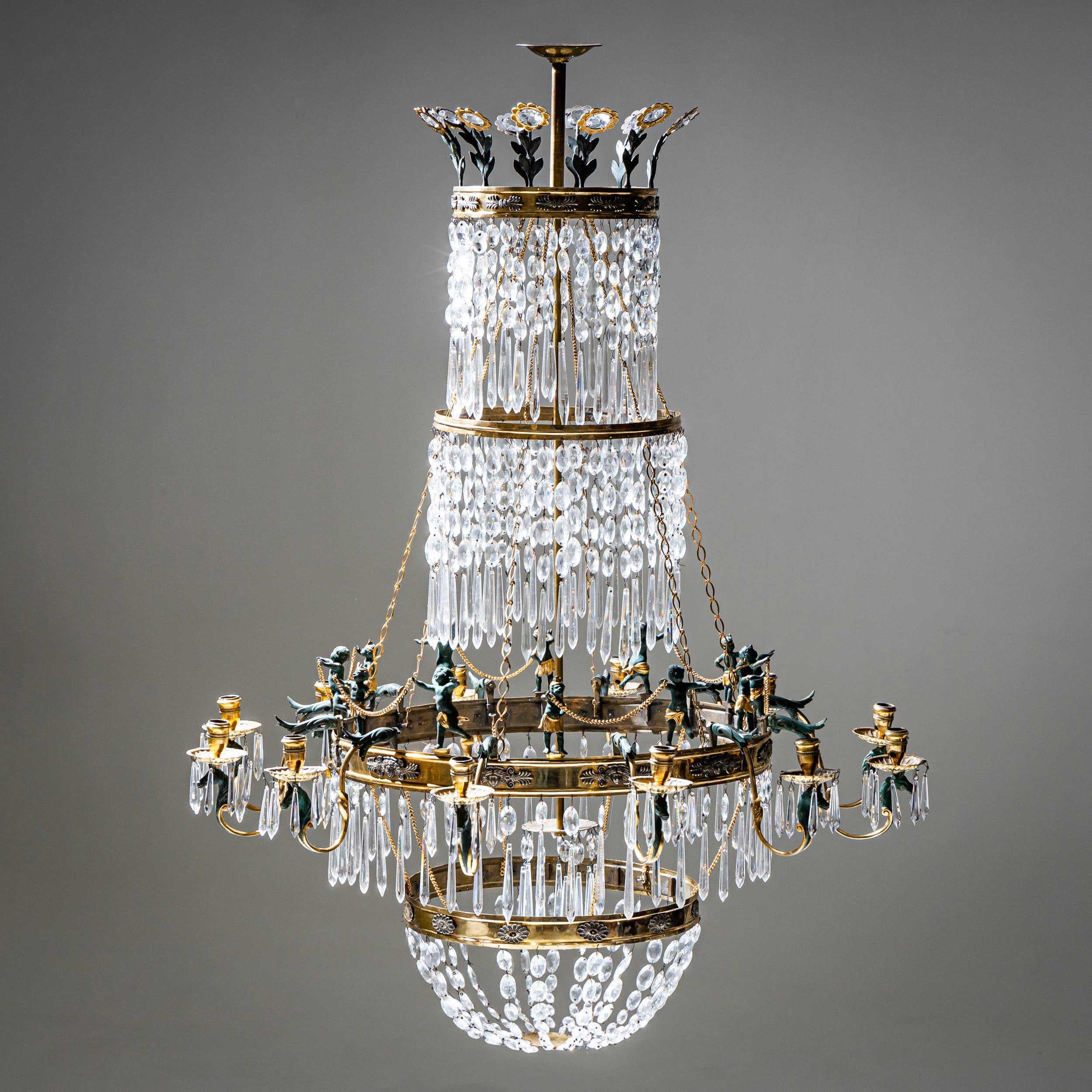 Lampadario con decorazioni figurative, 1830 circa in vendita 5