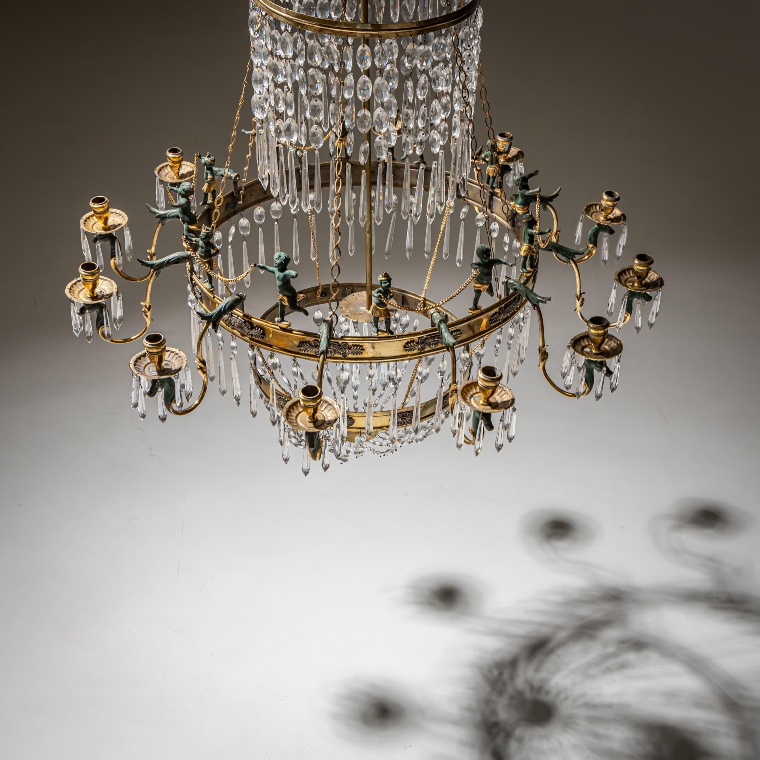 Lampadario con decorazioni figurative, 1830 circa in vendita 6