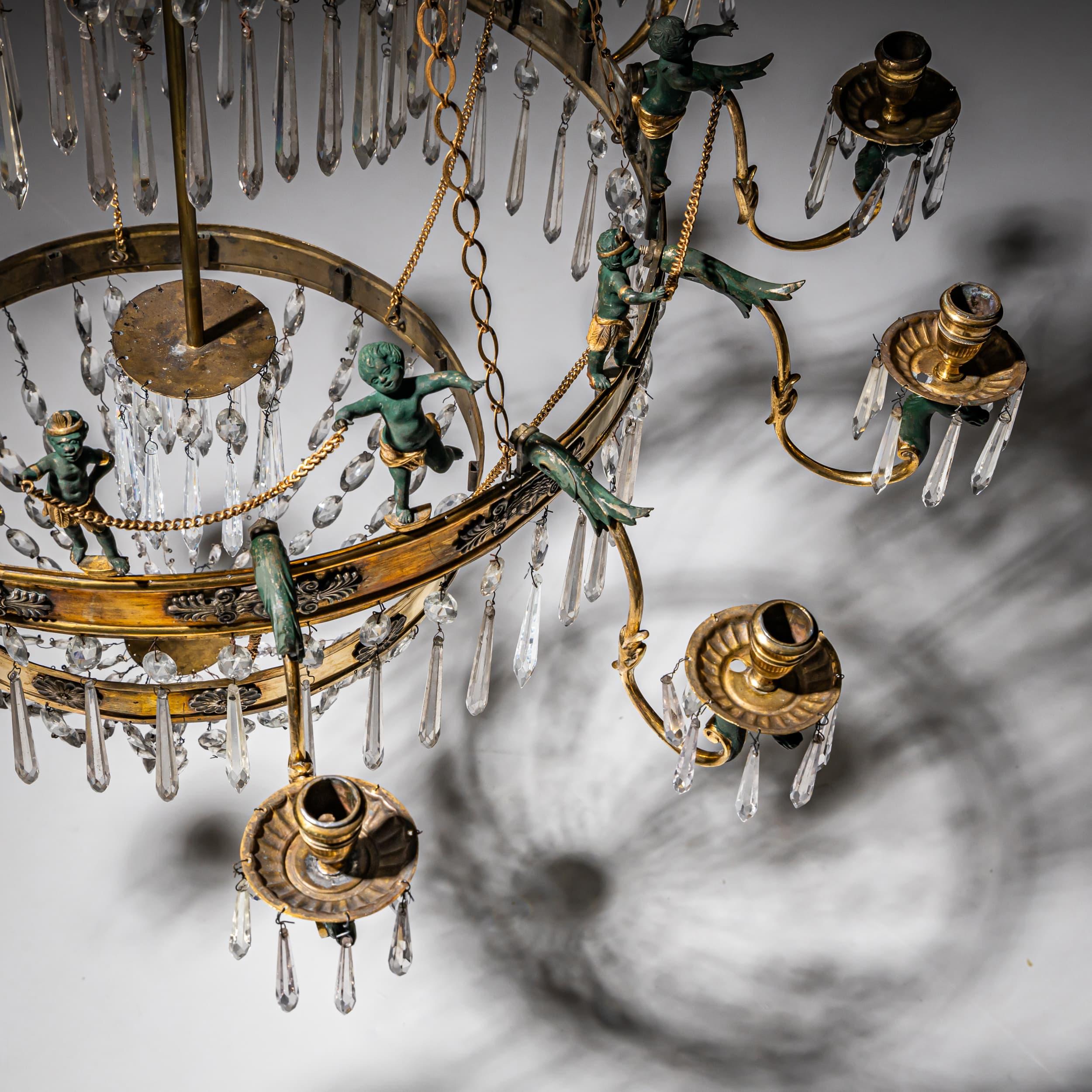 Lampadario con decorazioni figurative, 1830 circa in vendita 7