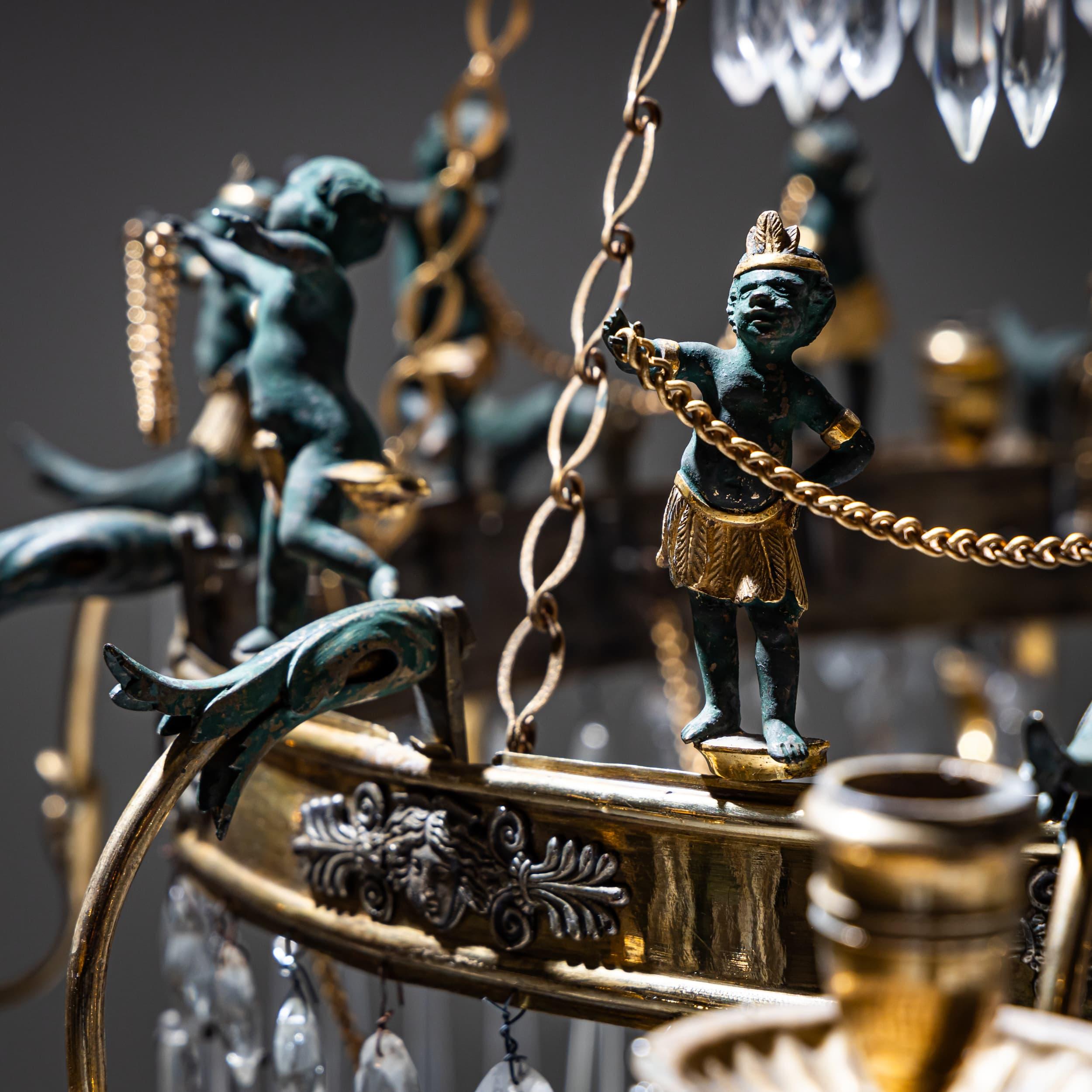 Stile impero Lampadario con decorazioni figurative, 1830 circa in vendita