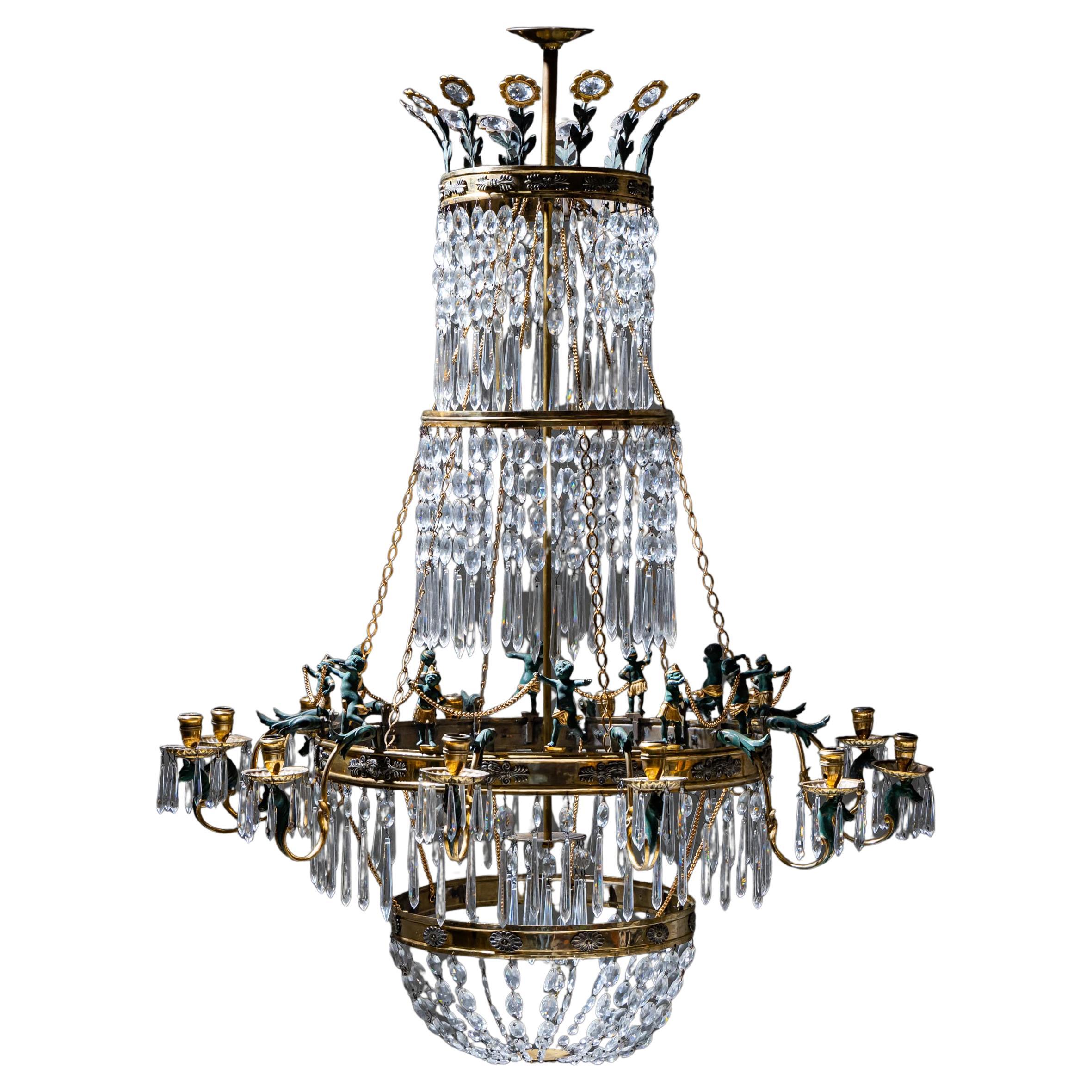 Lampadario con decorazioni figurative, 1830 circa