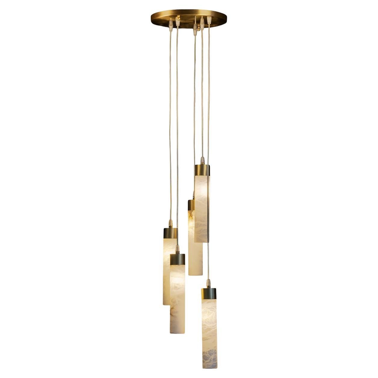 Chandelier with Five Alabaster Tubes For Sale