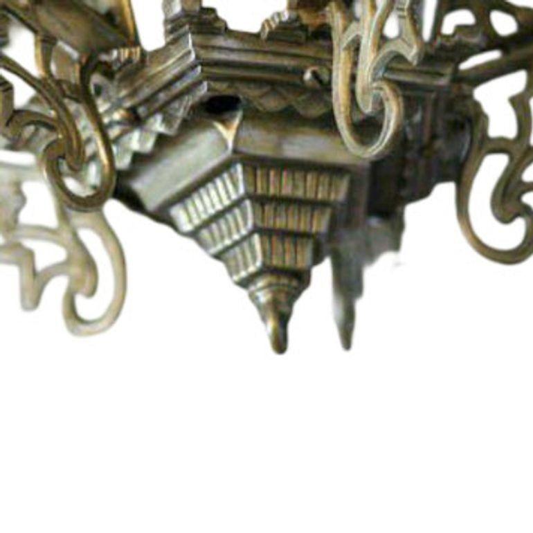 American Chandelier with Geometric Details For Sale