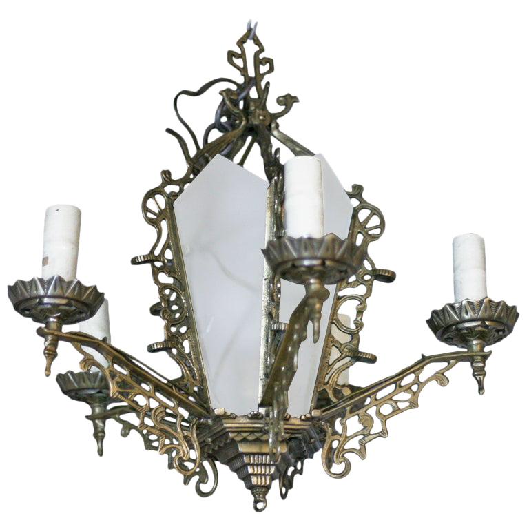 Chandelier with Geometric Details For Sale