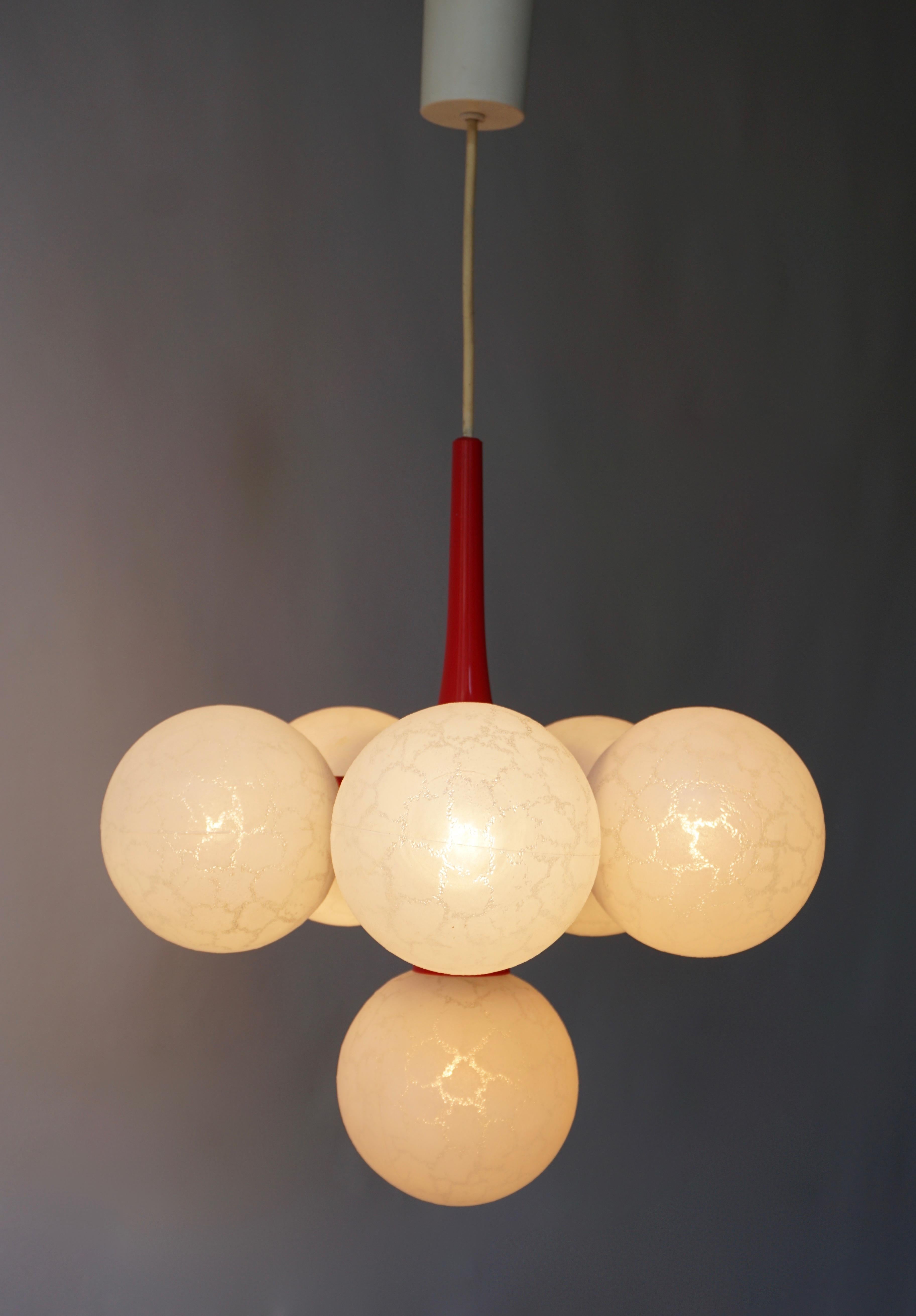 Mid-Century Modern Chandelier with Glass Globes, Italy, 1960-1970