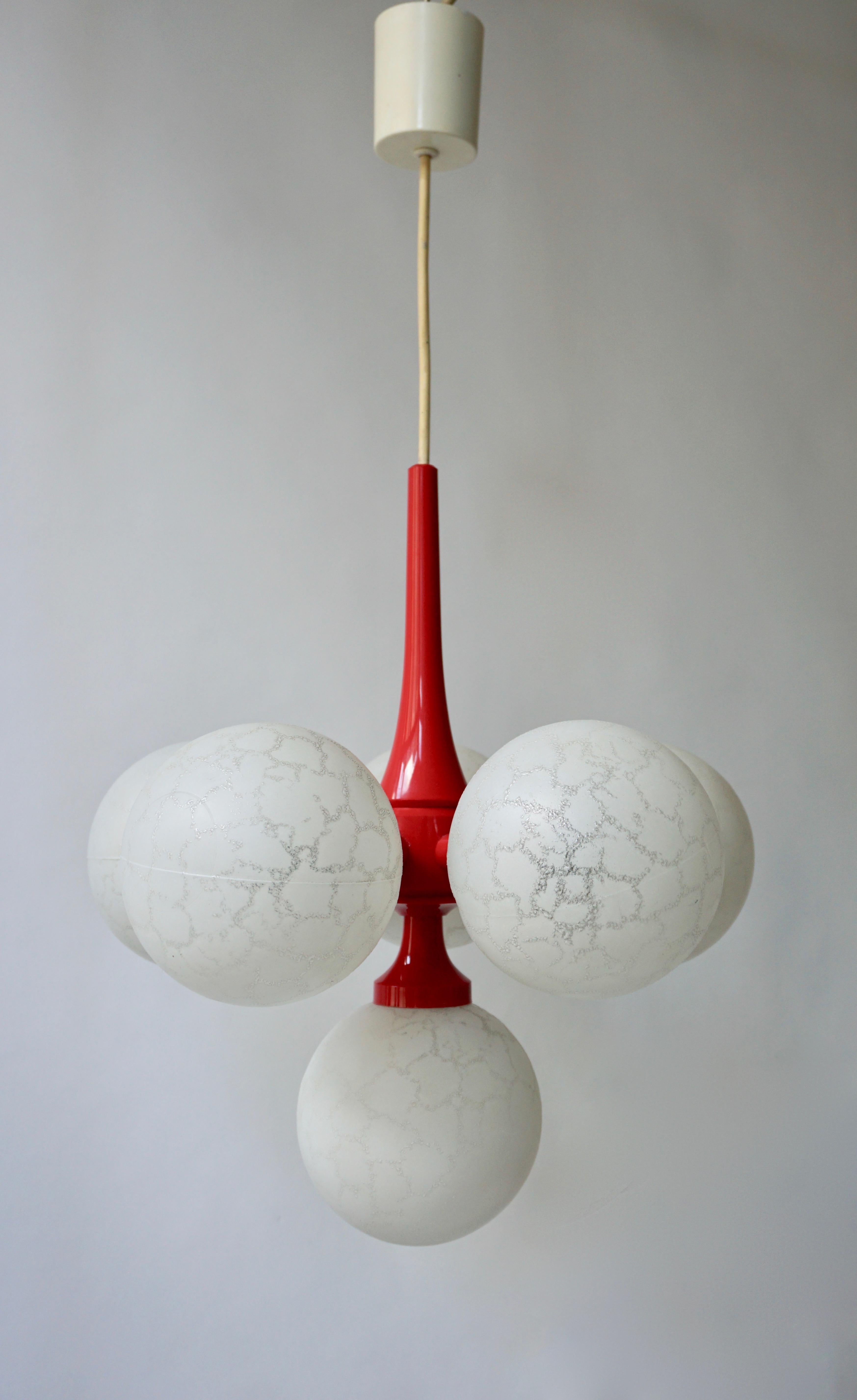 Chandelier with Glass Globes, Italy, 1960-1970 In Good Condition In Antwerp, BE