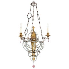 Chandelier with Glass Pendants, Italy, 19th Century