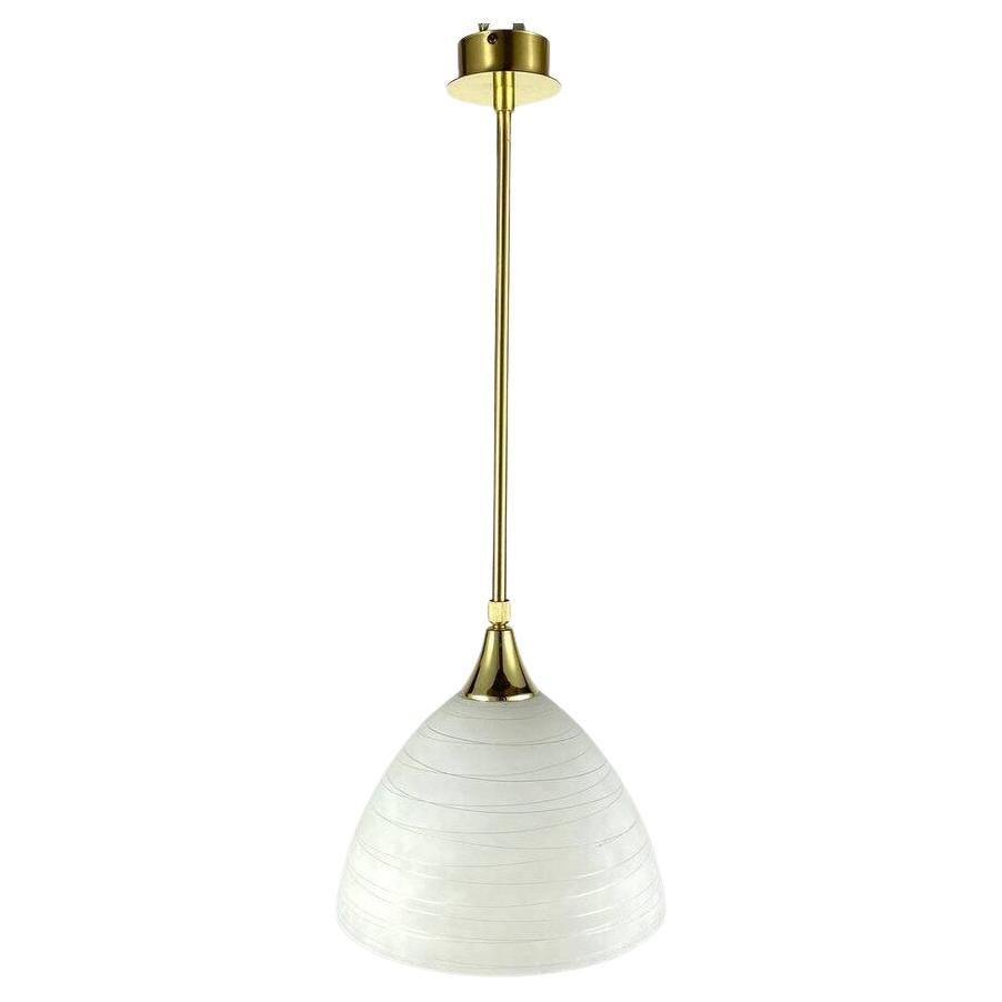 Chandelier with Long Gilt Brass Suspension by Honsel Leuchten For Sale