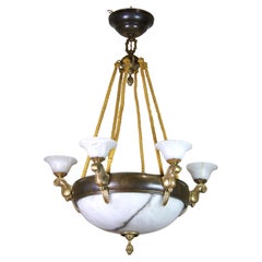 Chandelier with marble shades
