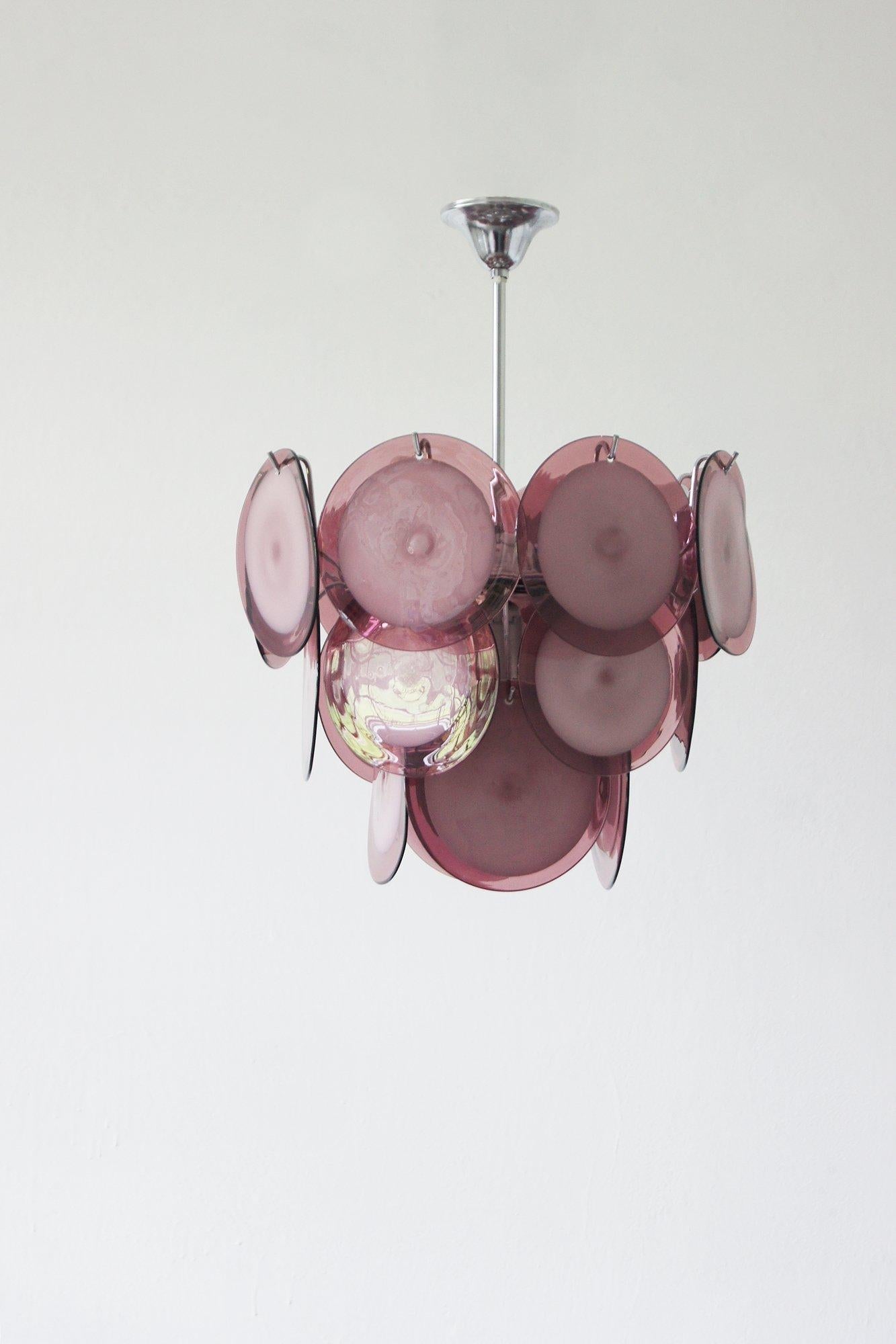 Mid-Century Modern Lustre avec disques de Murano de AV Mazzega, 1970 en vente