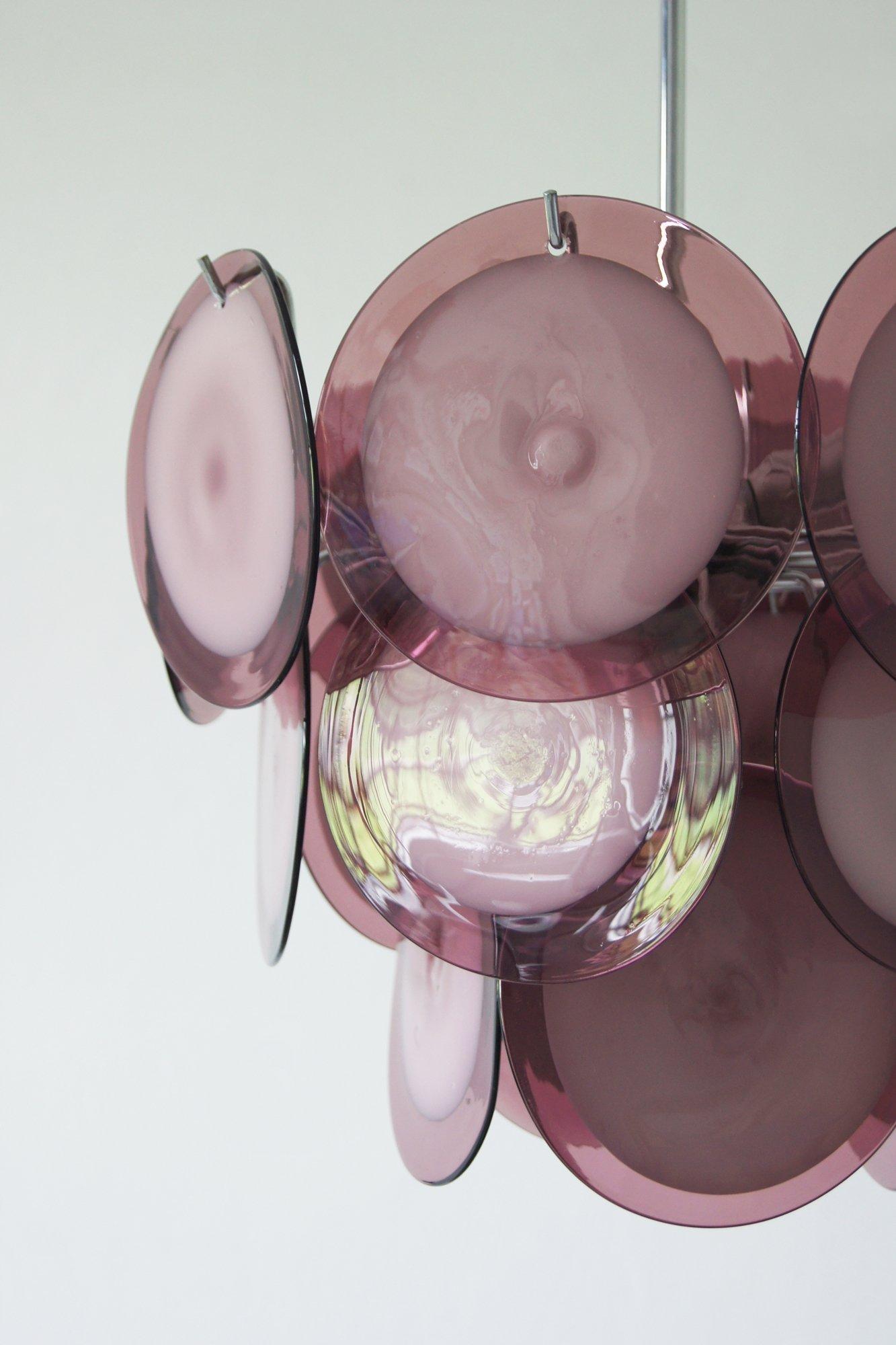 italien Lustre avec disques de Murano de AV Mazzega, 1970 en vente
