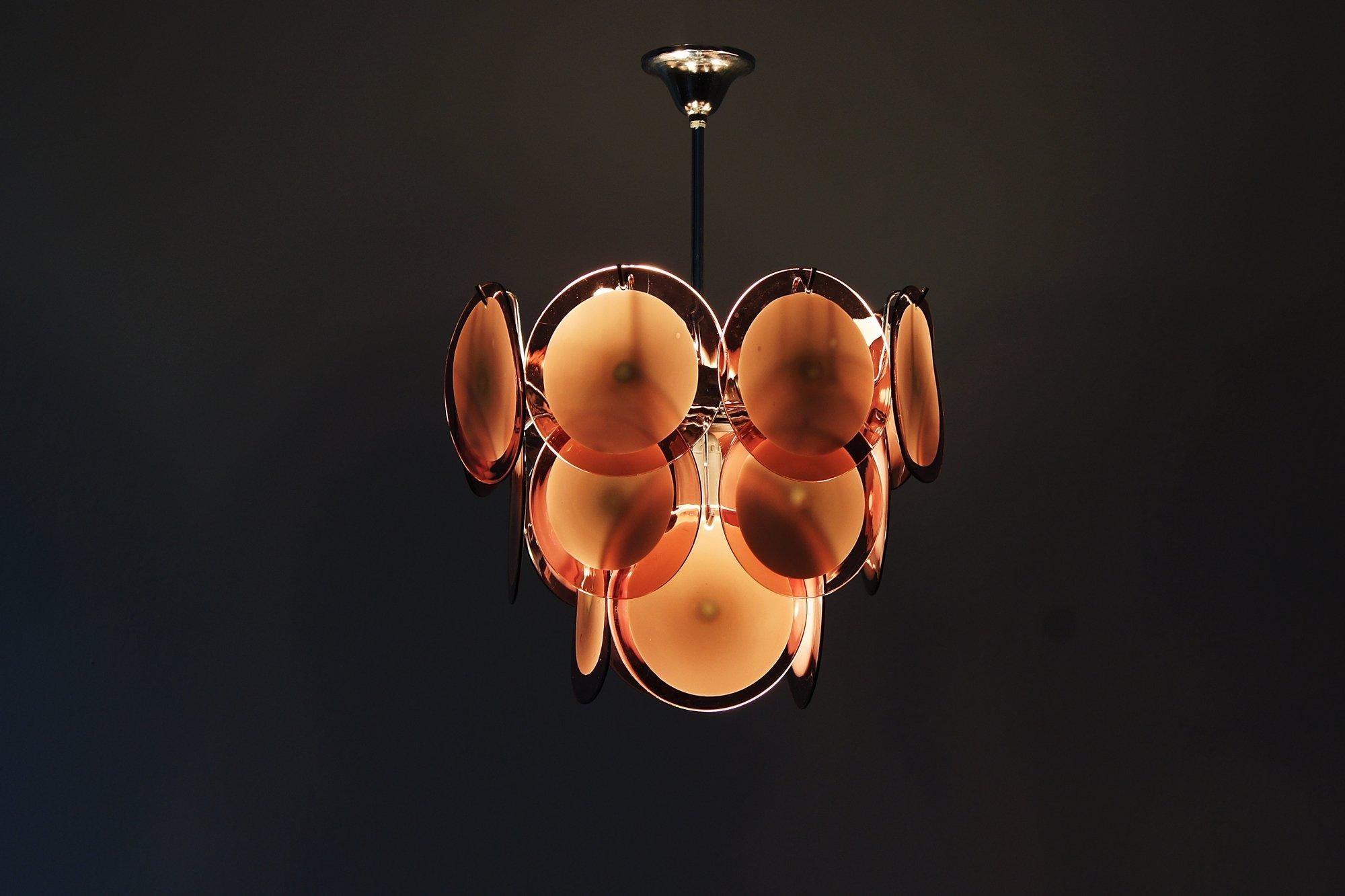 Lustre avec disques de Murano de AV Mazzega, 1970 Bon état - En vente à KUTNO, PL