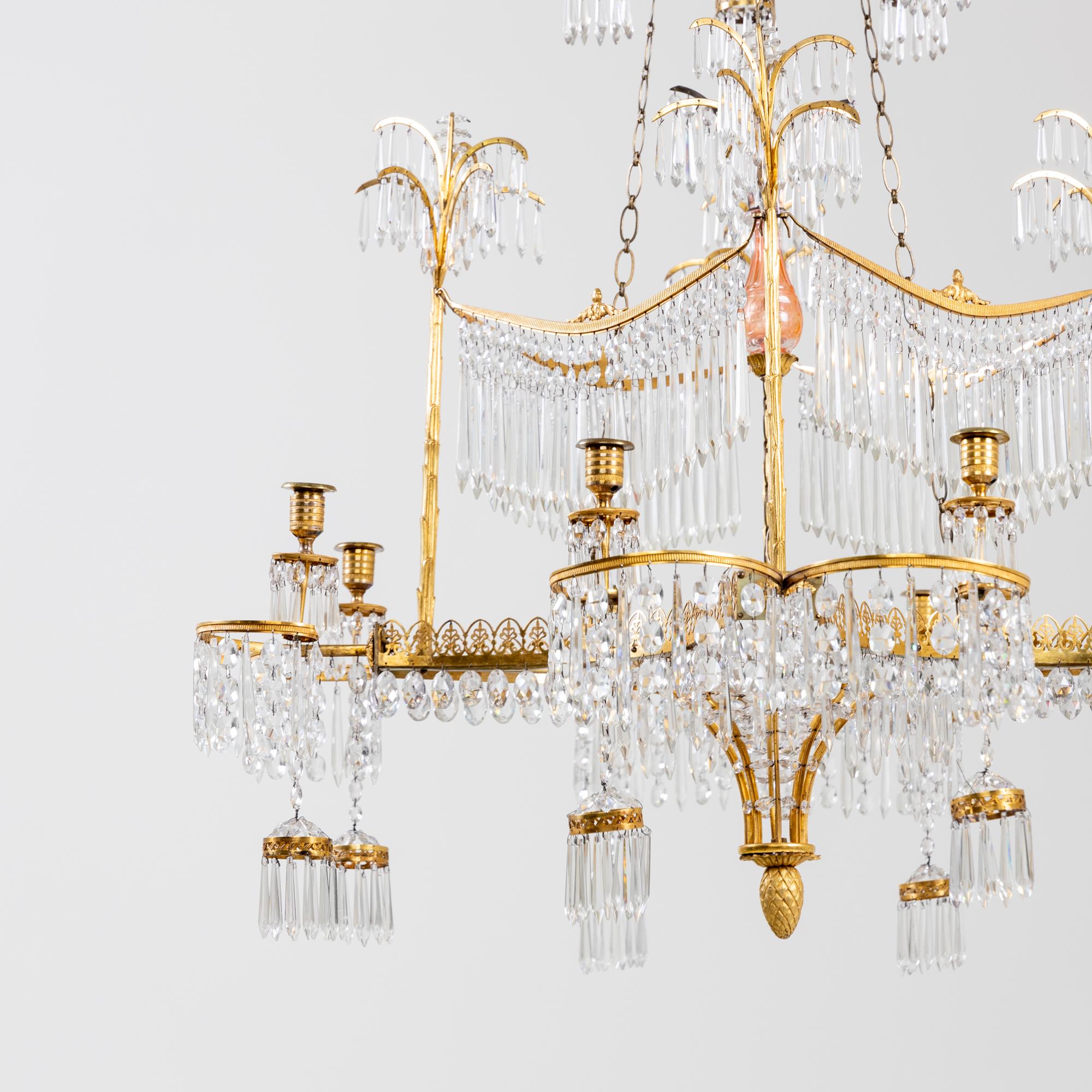 Neoclassical Chandelier with Palm Trees, Werner & Mieth, Berlin c. 1800-1810 For Sale