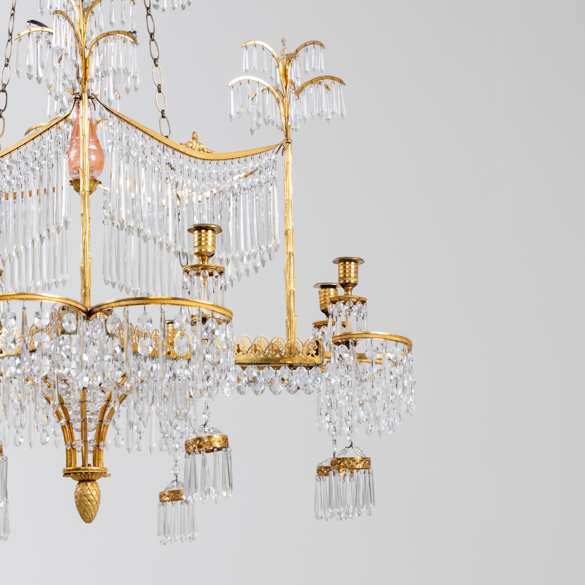 German Chandelier with Palm Trees, Werner & Mieth, Berlin c. 1800-1810 For Sale