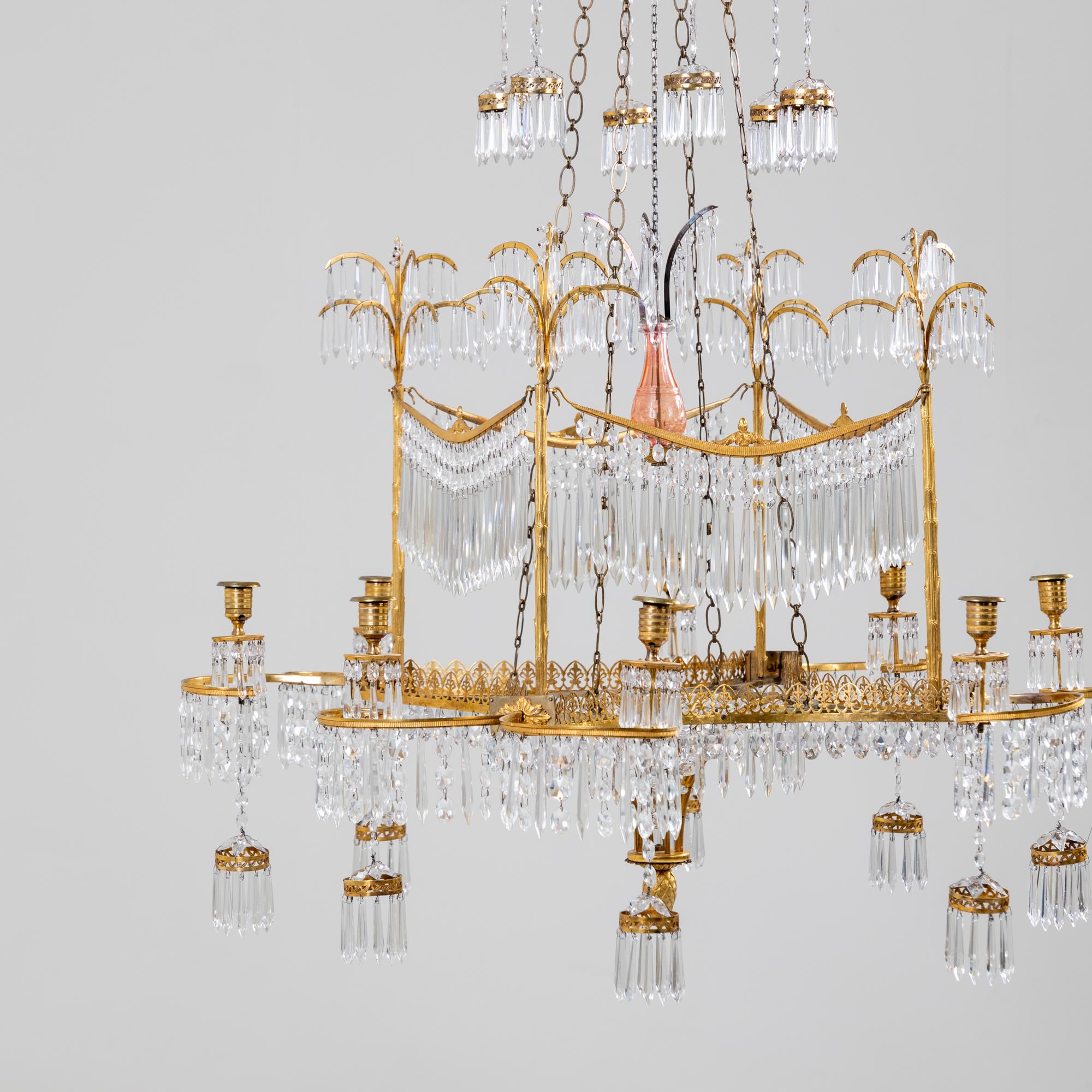 Gilt Chandelier with Palm Trees, Werner & Mieth, Berlin c. 1800-1810 For Sale