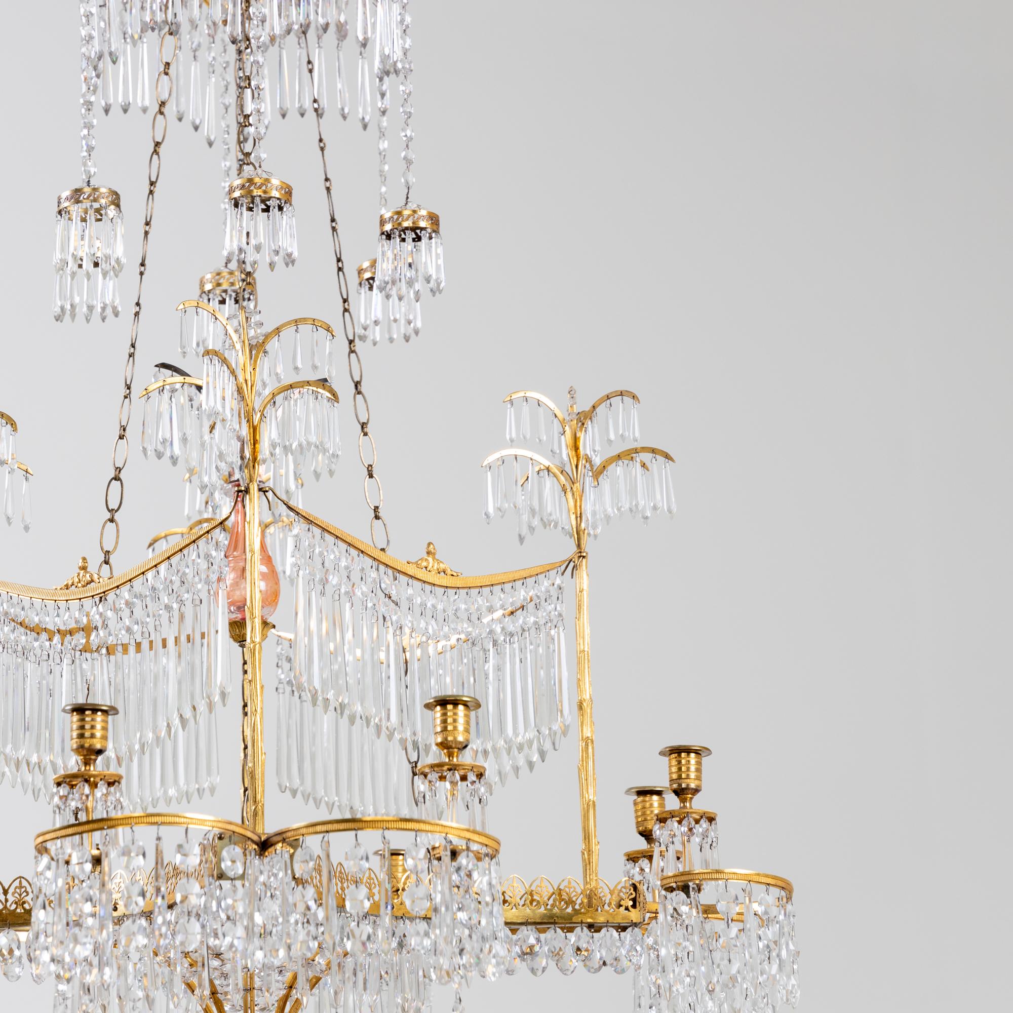 Bronze Chandelier with Palm Trees, Werner & Mieth, Berlin c. 1800-1810 For Sale