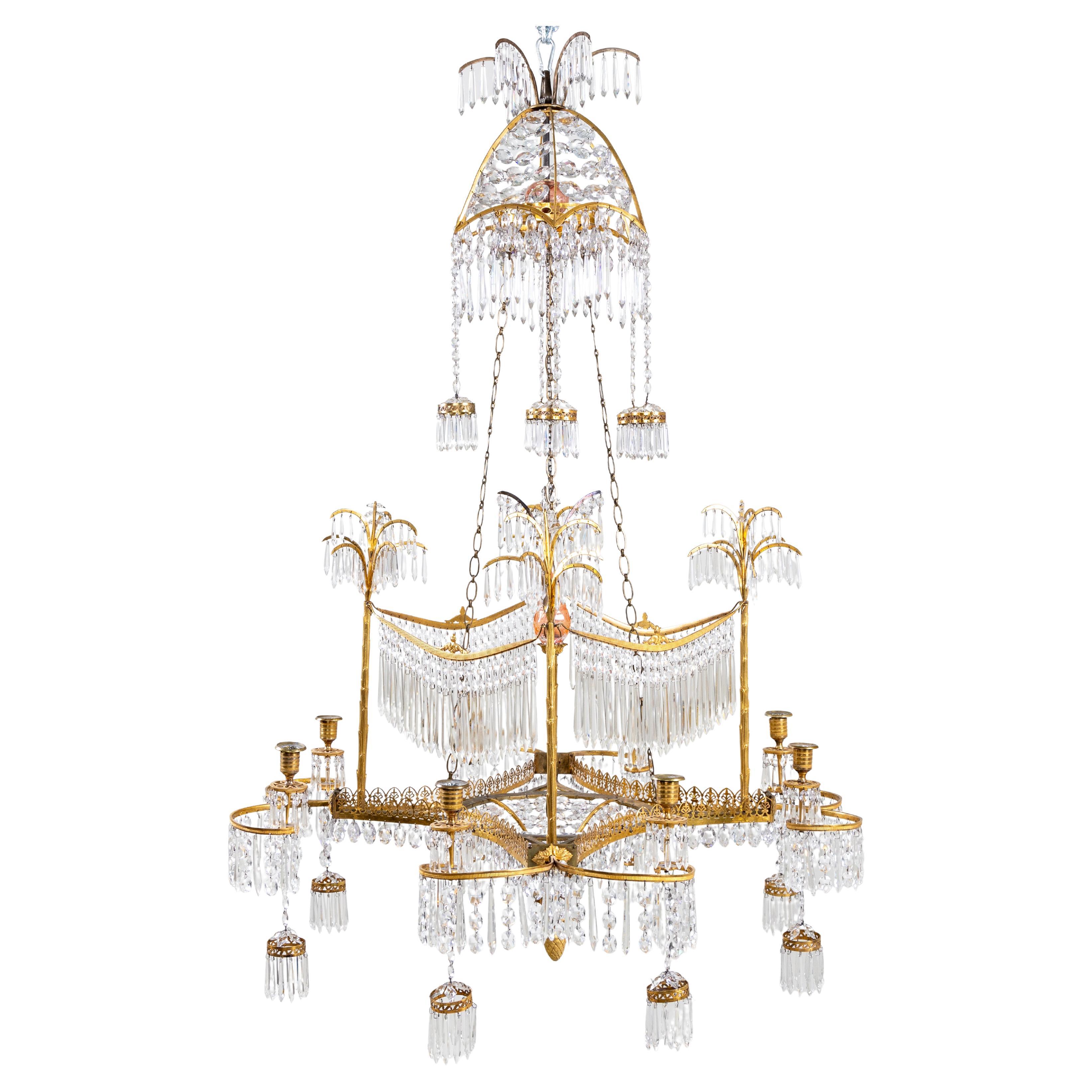 Chandelier with Palm Trees, Werner & Mieth, Berlin c. 1800-1810 For Sale