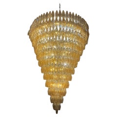 Chandelier with "poliedri" glasses. Italy 1960
