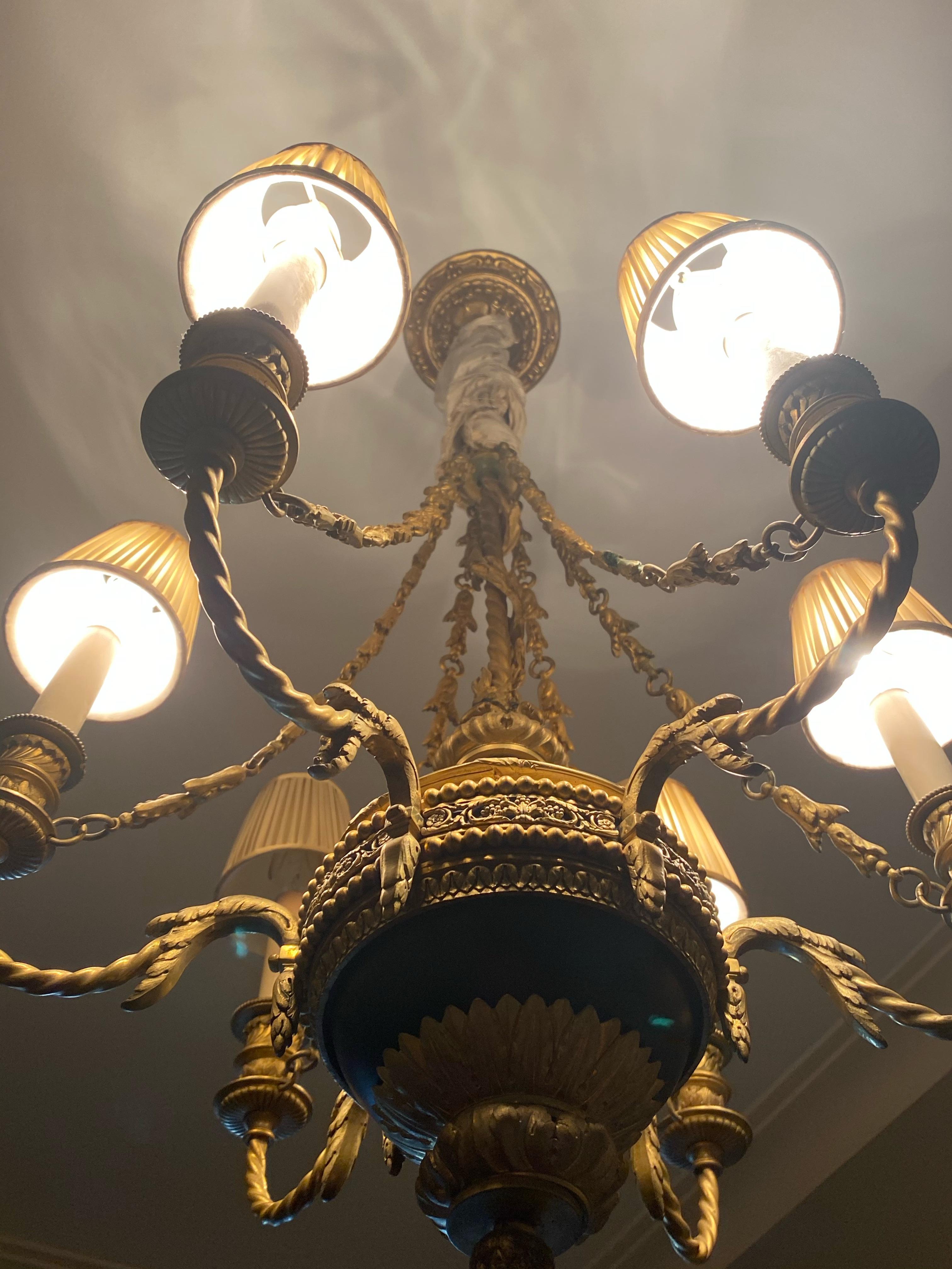 Neoclassical Chandelier with Six Lamps Attached, Classical Design
