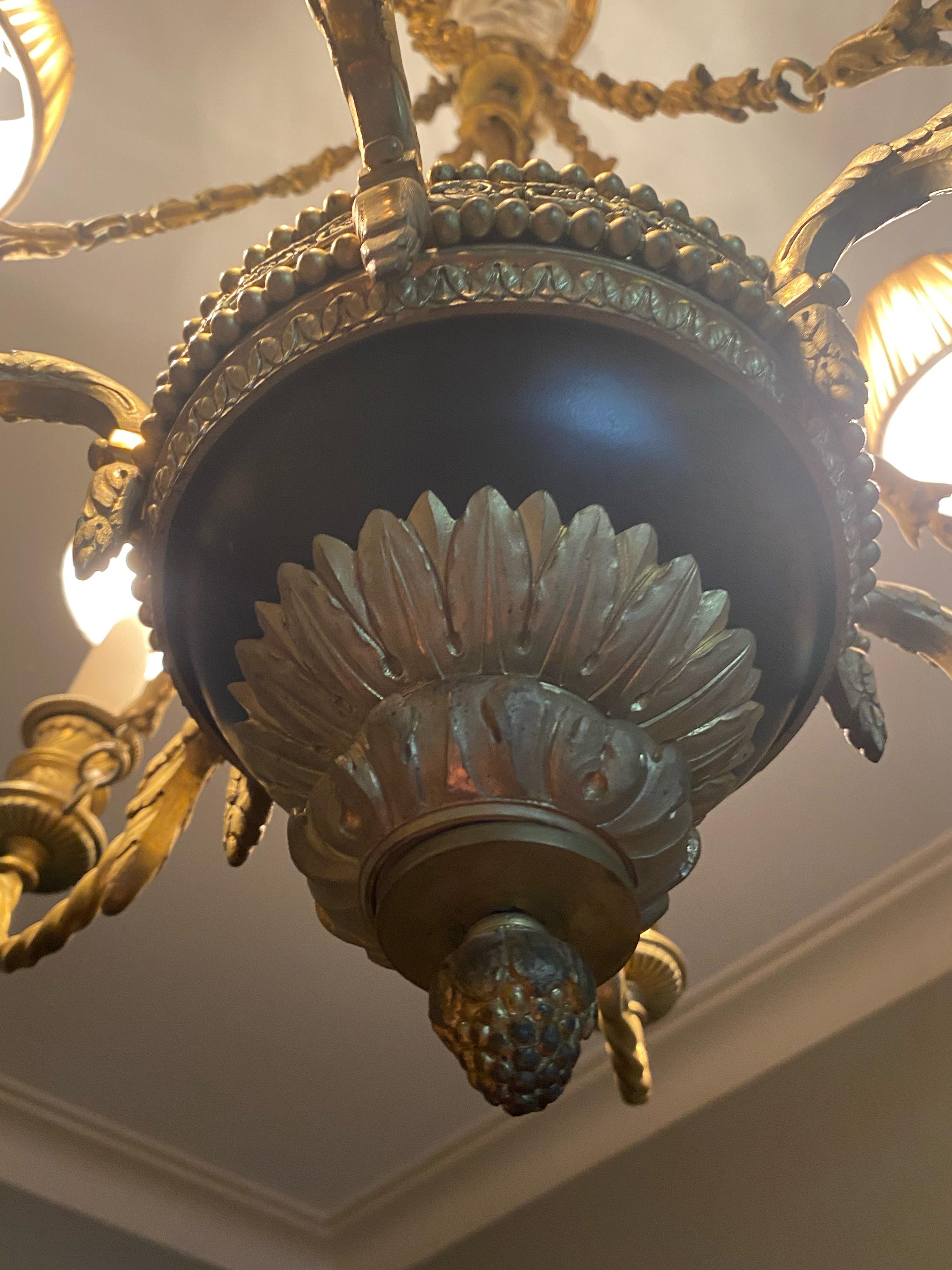 Chandelier with Six Lamps Attached, Classical Design In Good Condition In New York, NY