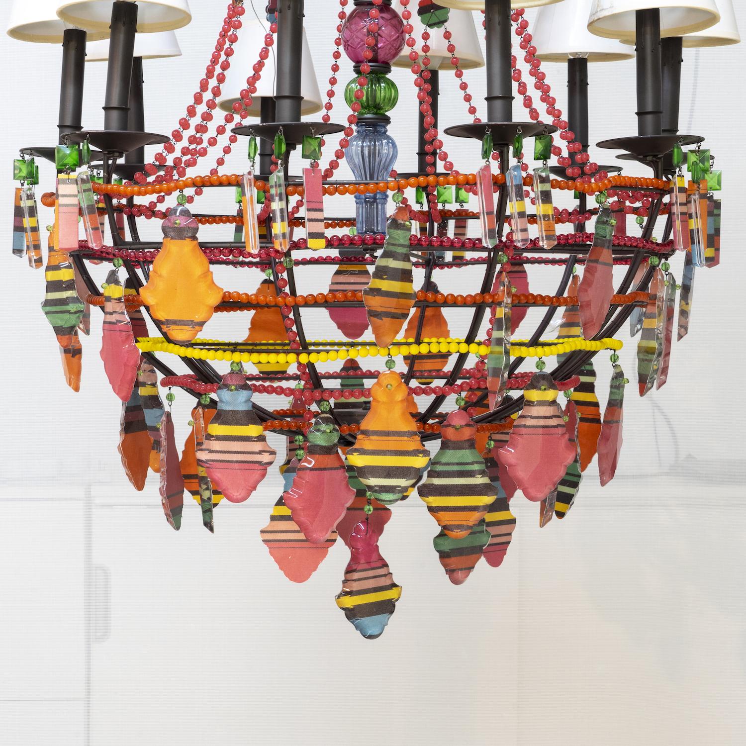 Chandelier with Striped Prisms For Sale 2