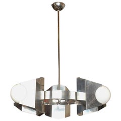 Vintage Chandelier with Three Sculpted Reflectors