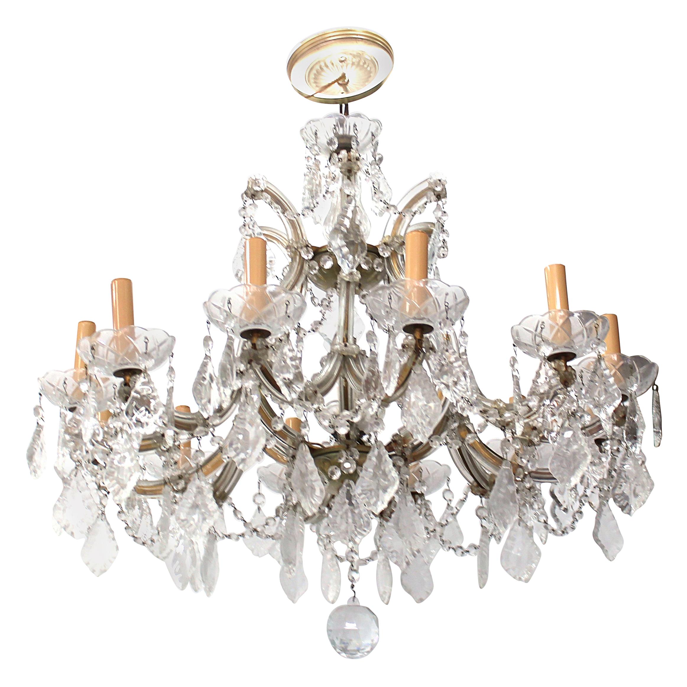 Chandelier with Twelve Arms and Crystal Ornaments