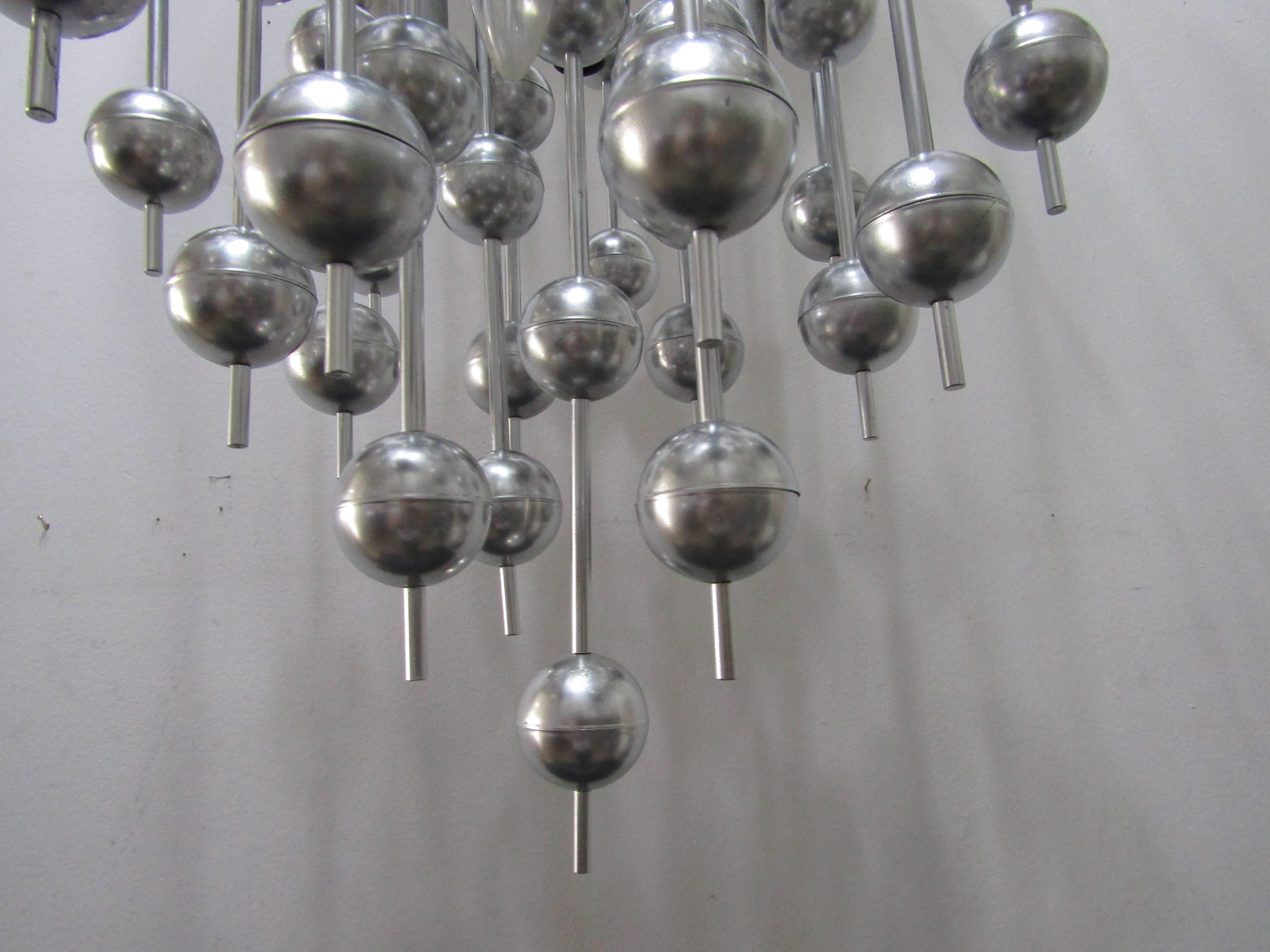 Mid-Century Modern midcentury Chandelier with vintage spheres by Verner Panton for Lüber, 1970s For Sale