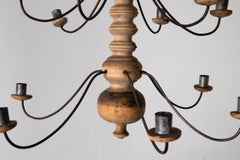 Chandelier Wood Rustic Swedish 18th Century, Sweden