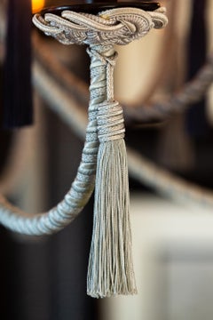 Chandelier Wrapped in Passementerie, Silk Cords and Jute Cords