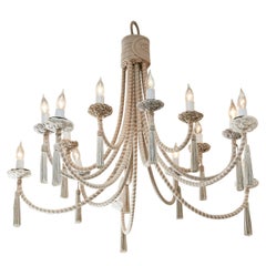 Chandelier Wrapped in Passementerie, Silk Cords and Jute Cords