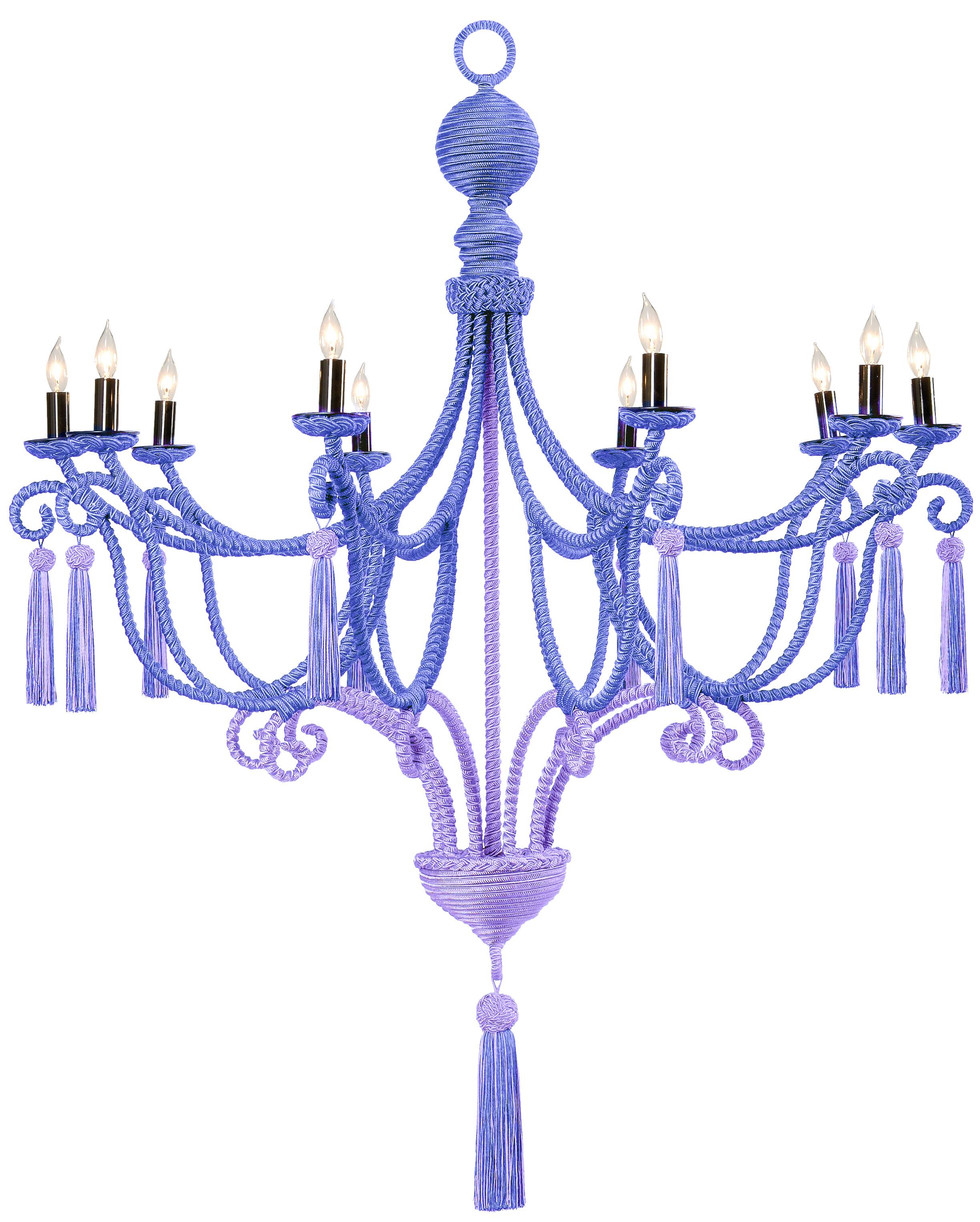 Lampadario avvolto da passamanerie e corde di seta in vendita 4