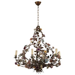 Chandelier, Wrought Iron, Italy, 20th Century