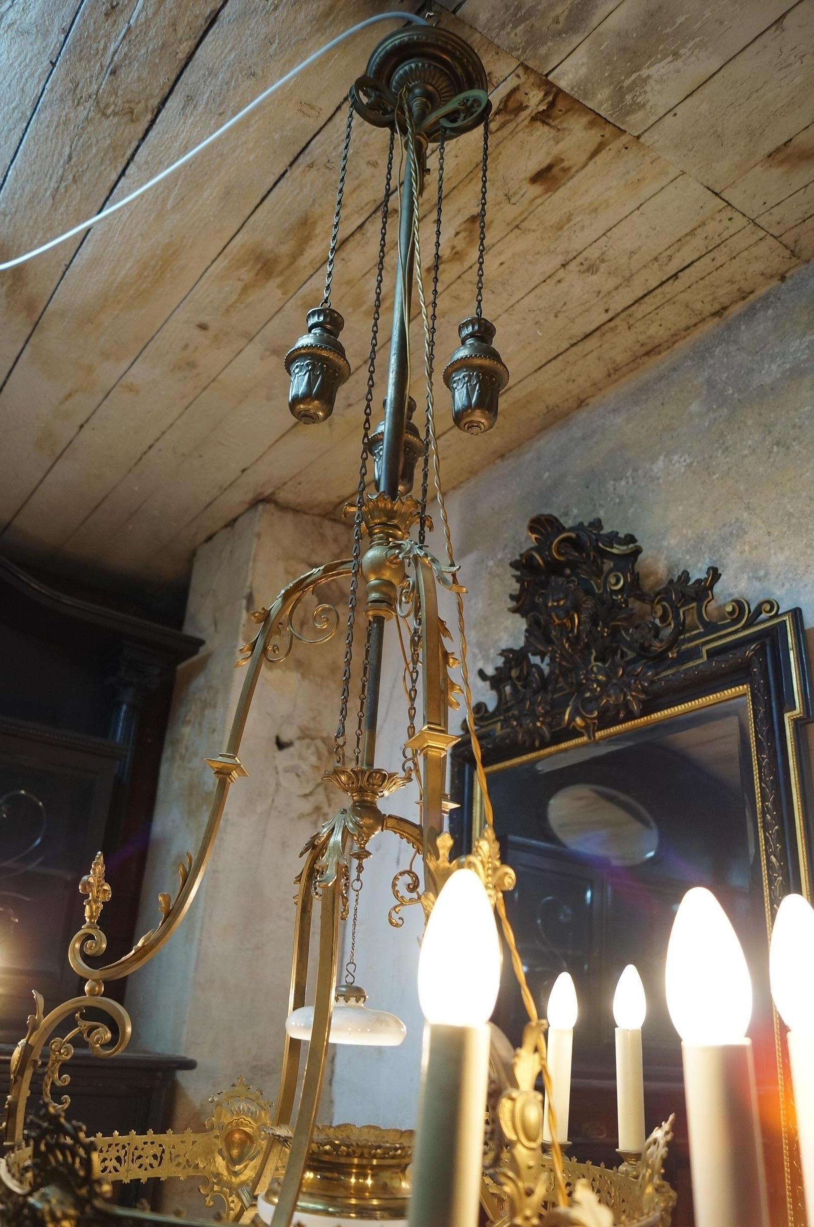 English Chandelier 19th Century, Brass For Sale