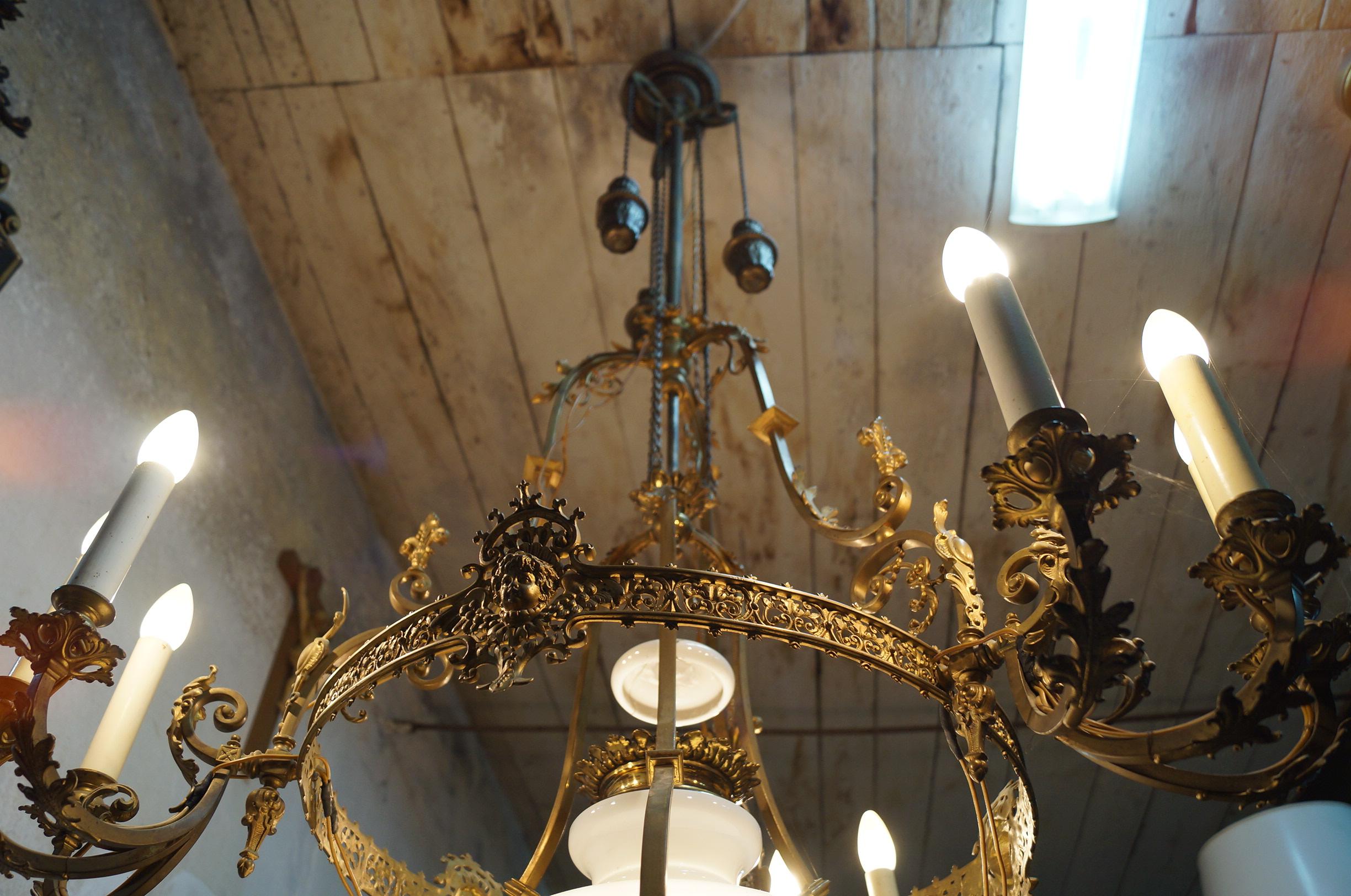 Late 19th Century Chandelier 19th Century, Brass For Sale