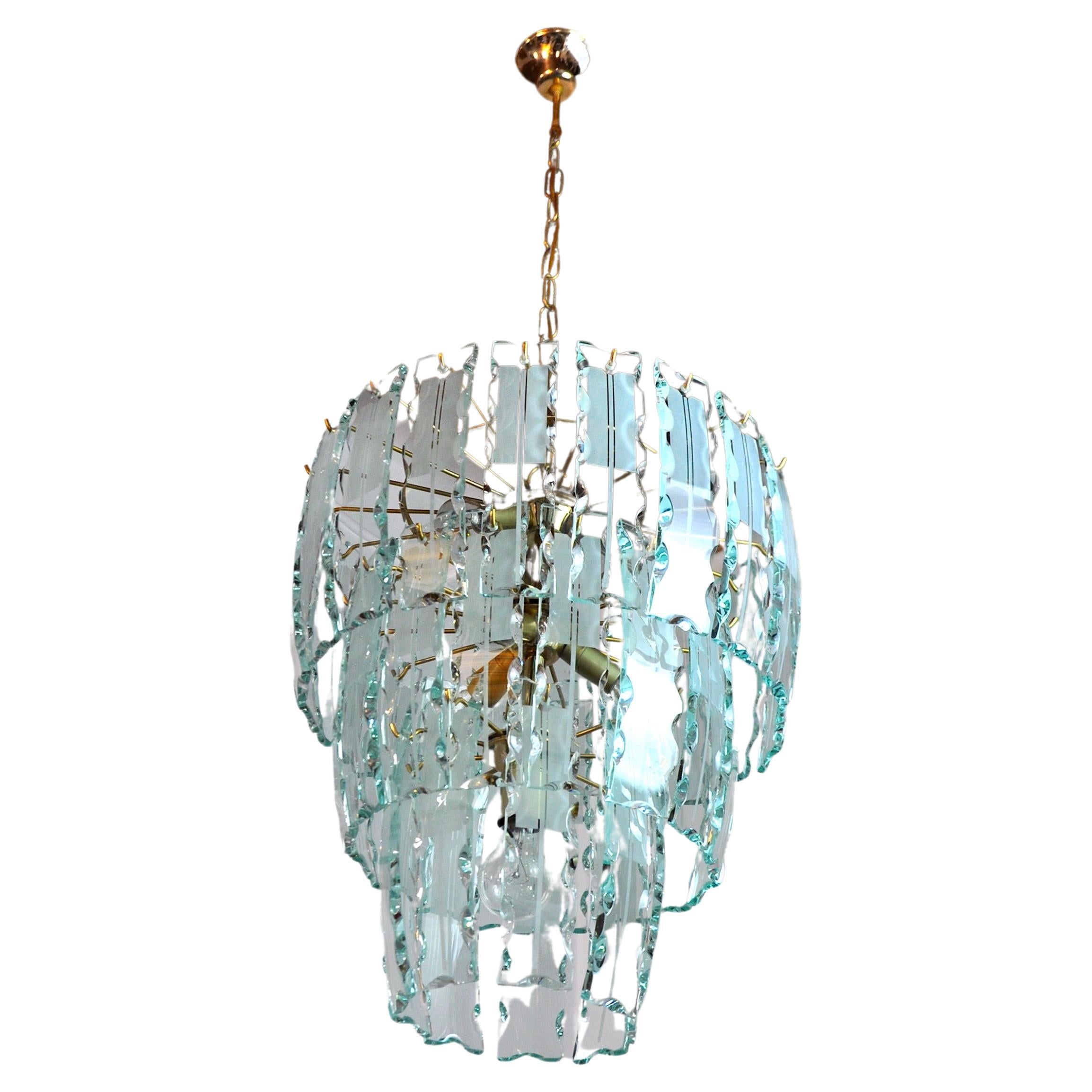 Chandelier Zero Quattro, 3 Levels, Murano Glass, Italy, 1970 For Sale