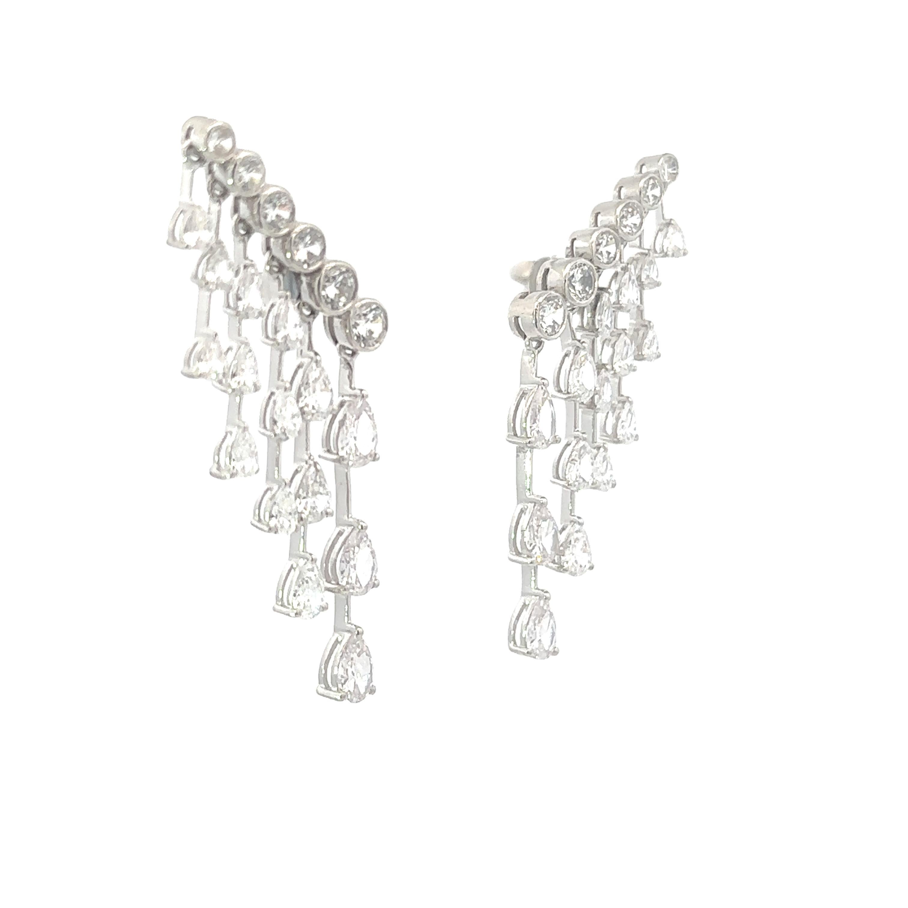 Mixed Cut Chandelier Zircon Dangle Earrings in 925 Silver Partywear Fashion Mom Jewelry For Sale