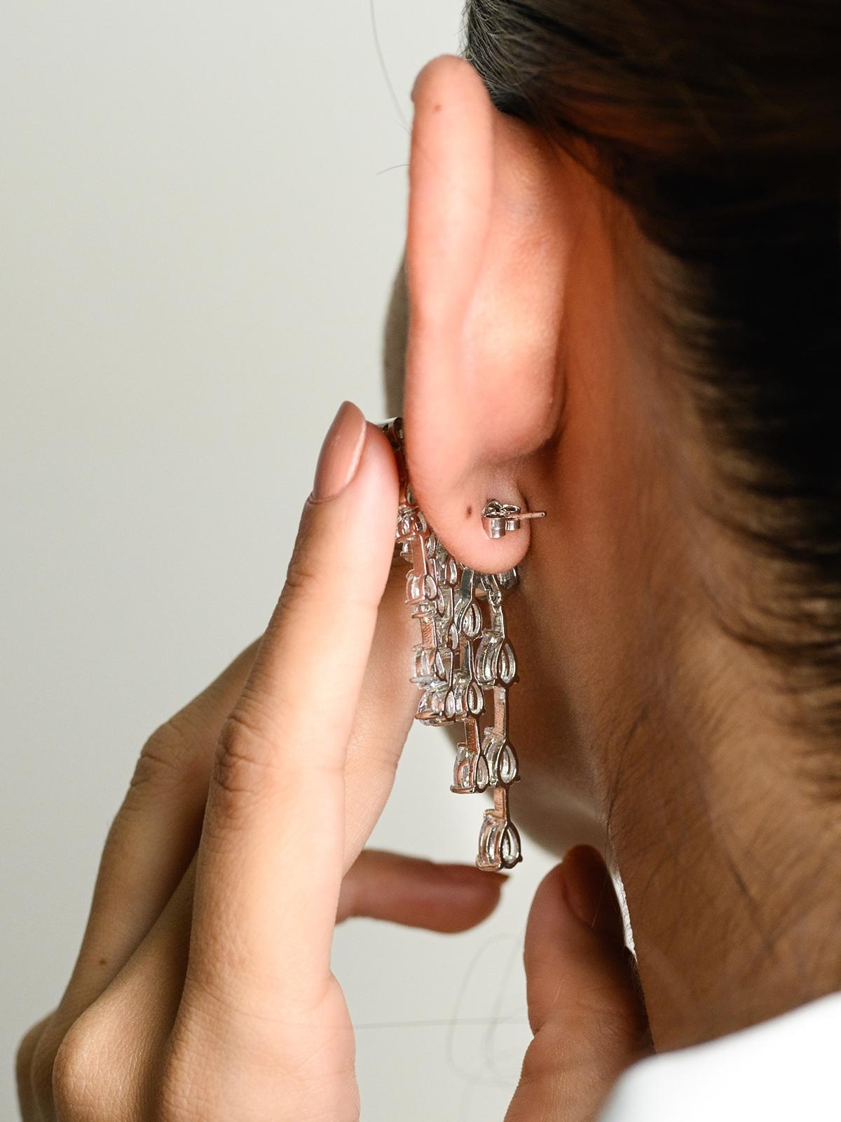 Chandelier Zircon Dangle Earrings in 925 Silver Partywear Fashion Mom Jewelry For Sale 3