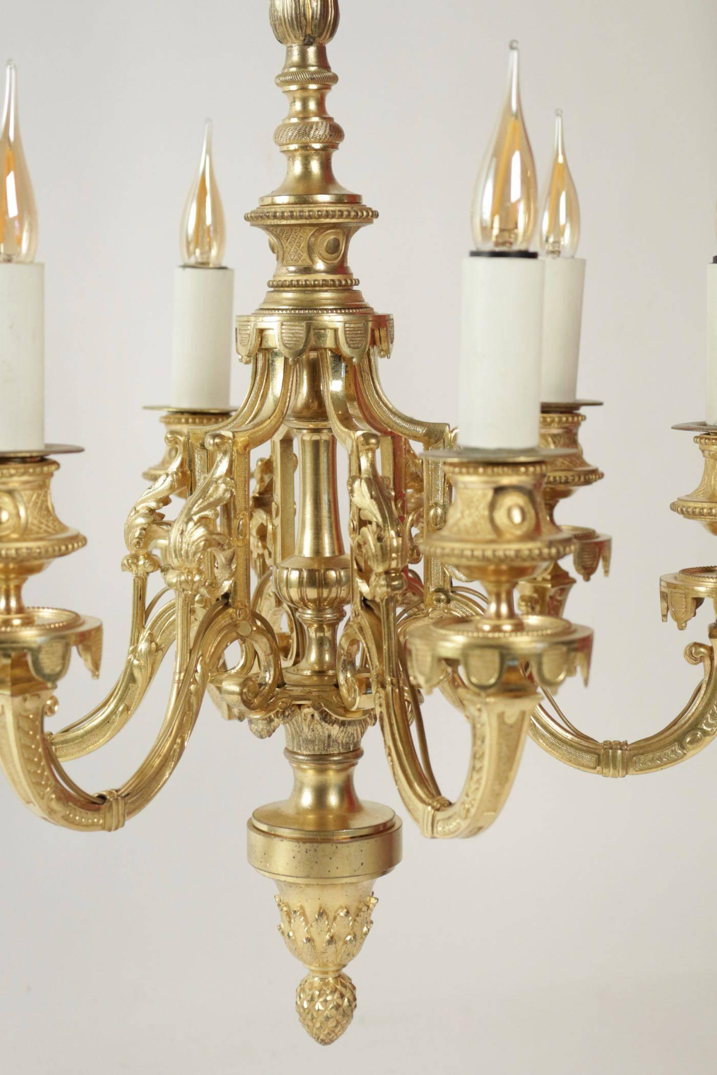 Gold gilt on bronze, 19th century period, Napoleon III chandelier.